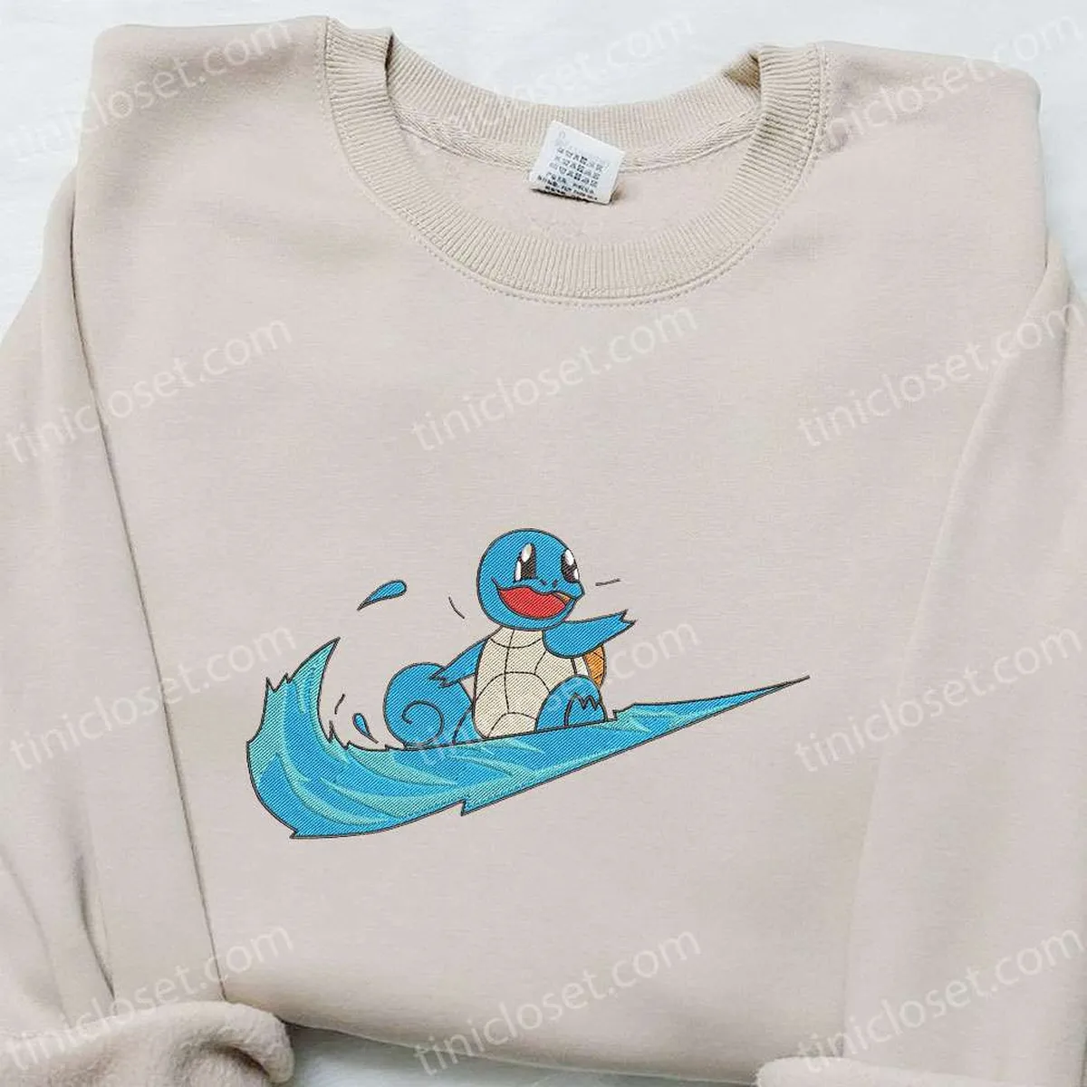 Squirtle x Swoosh Anime Embroidered Hoodie, Cool Anime Clothing, Best Gift Ideas for Family