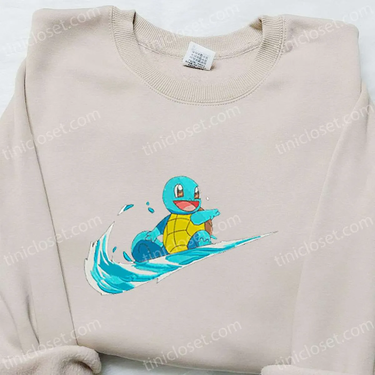 Squirtle x Swoosh Anime Embroidered Hoodie, Pokemon Embroidered Shirt, Best Gift Ideas for Family