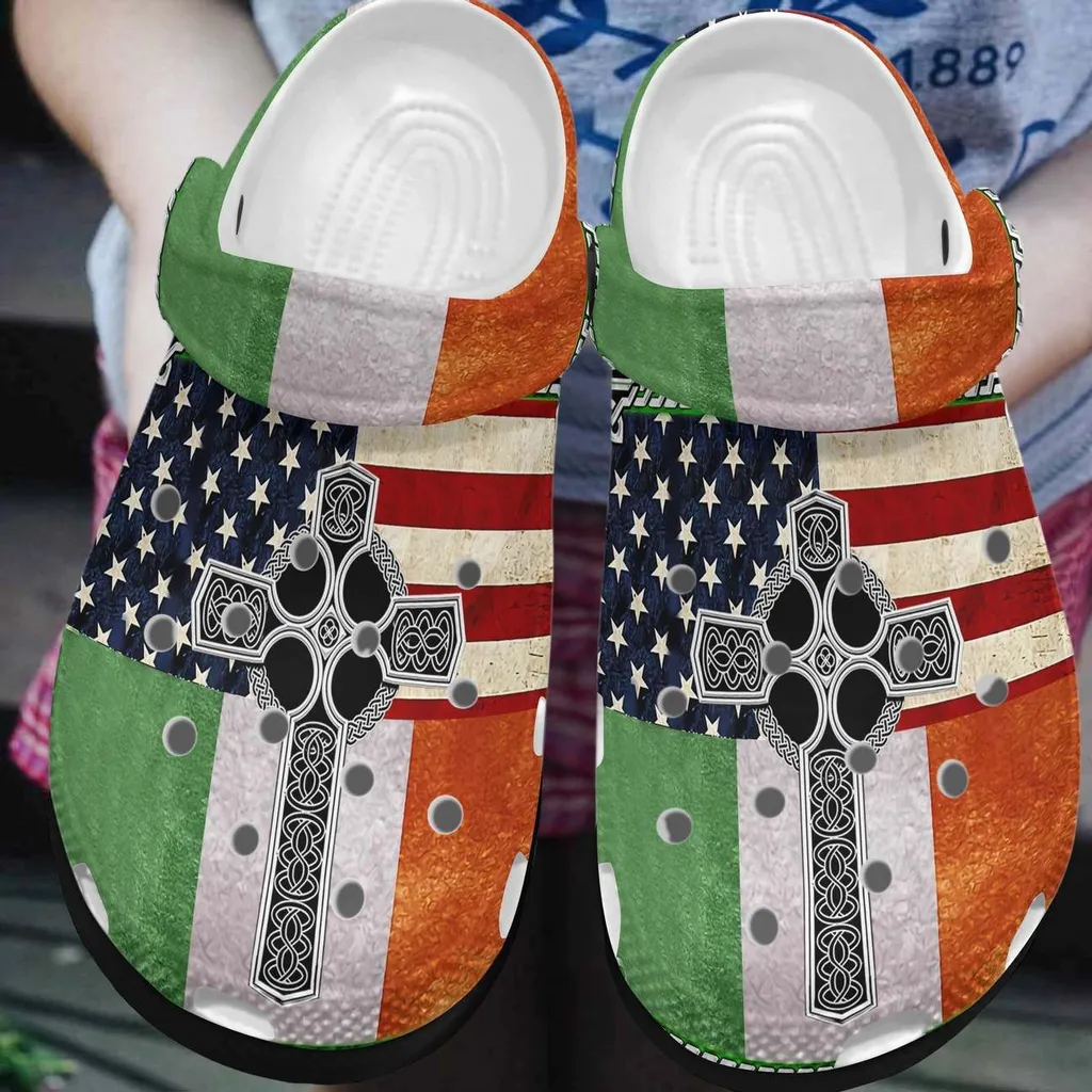 St Patricks Day American Flag Christian Cross Irish Crocband Crocs