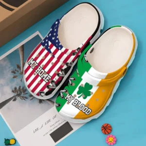 St Patricks Day American Flag My Home My Blood Irish Crocband Crocs