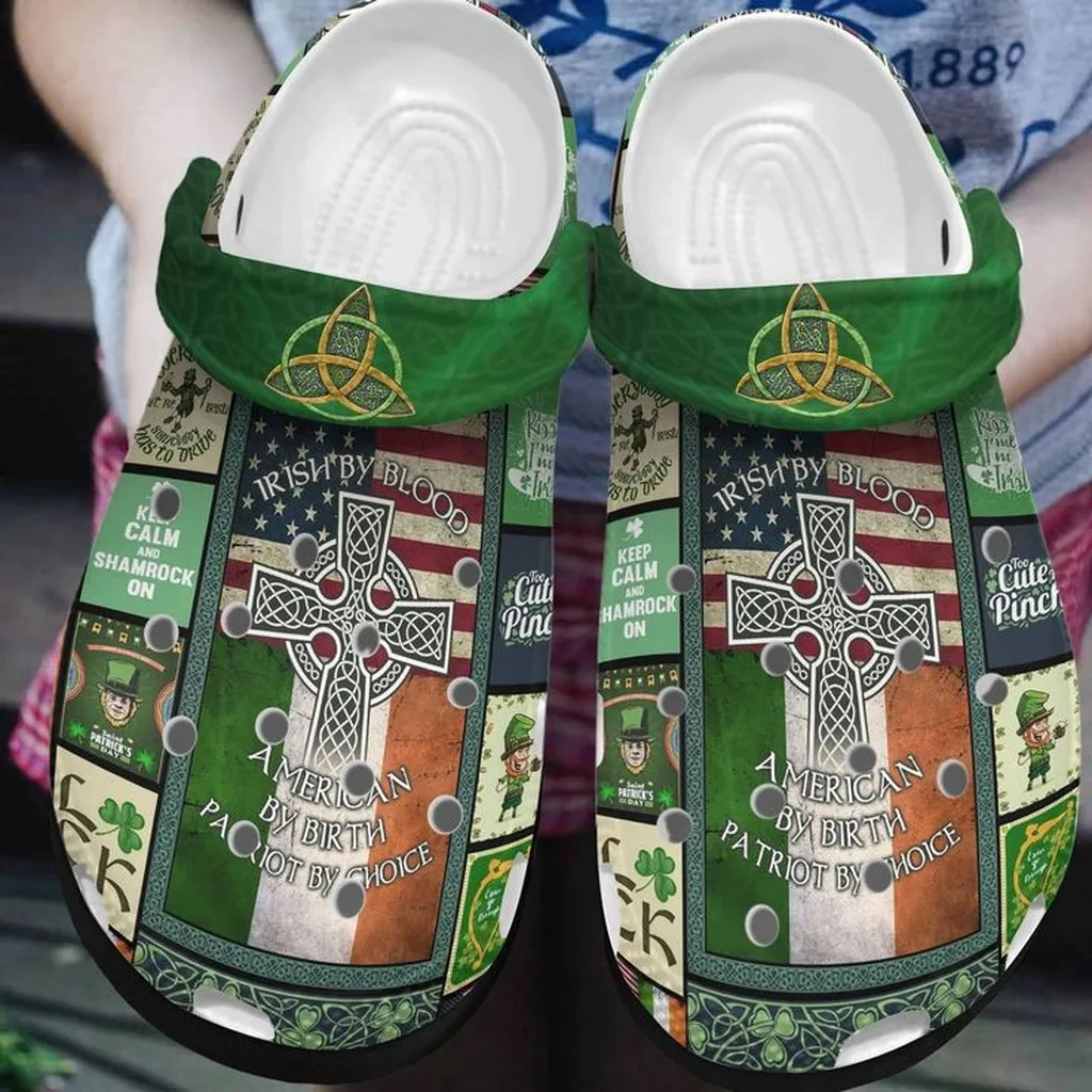 St Patricks Day Irish Shamrock Irish By Blood American By Birth Crocband Crocs