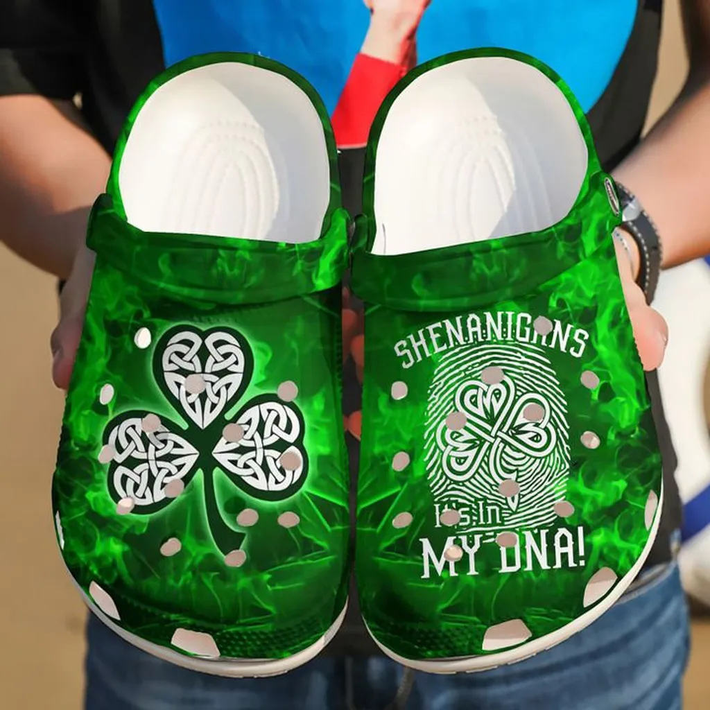 St Patricks Day Shamrock Leaf Shenanigans Its In My Dna Irish Crocband Crocs