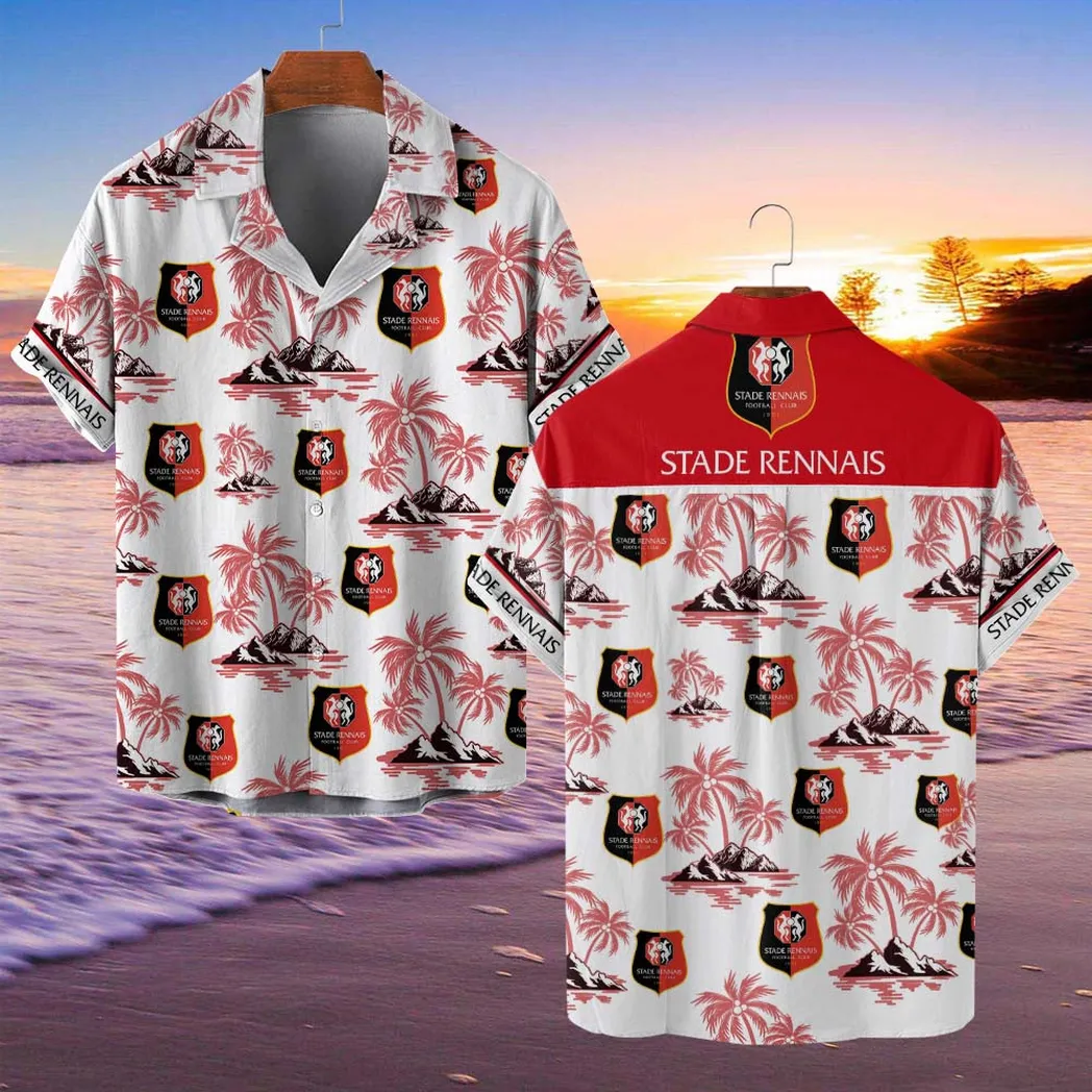 Stade Rennais Hawaiian Shirt Style Classic Oversized Hawaiian, Unisex Hawaiian Shirt