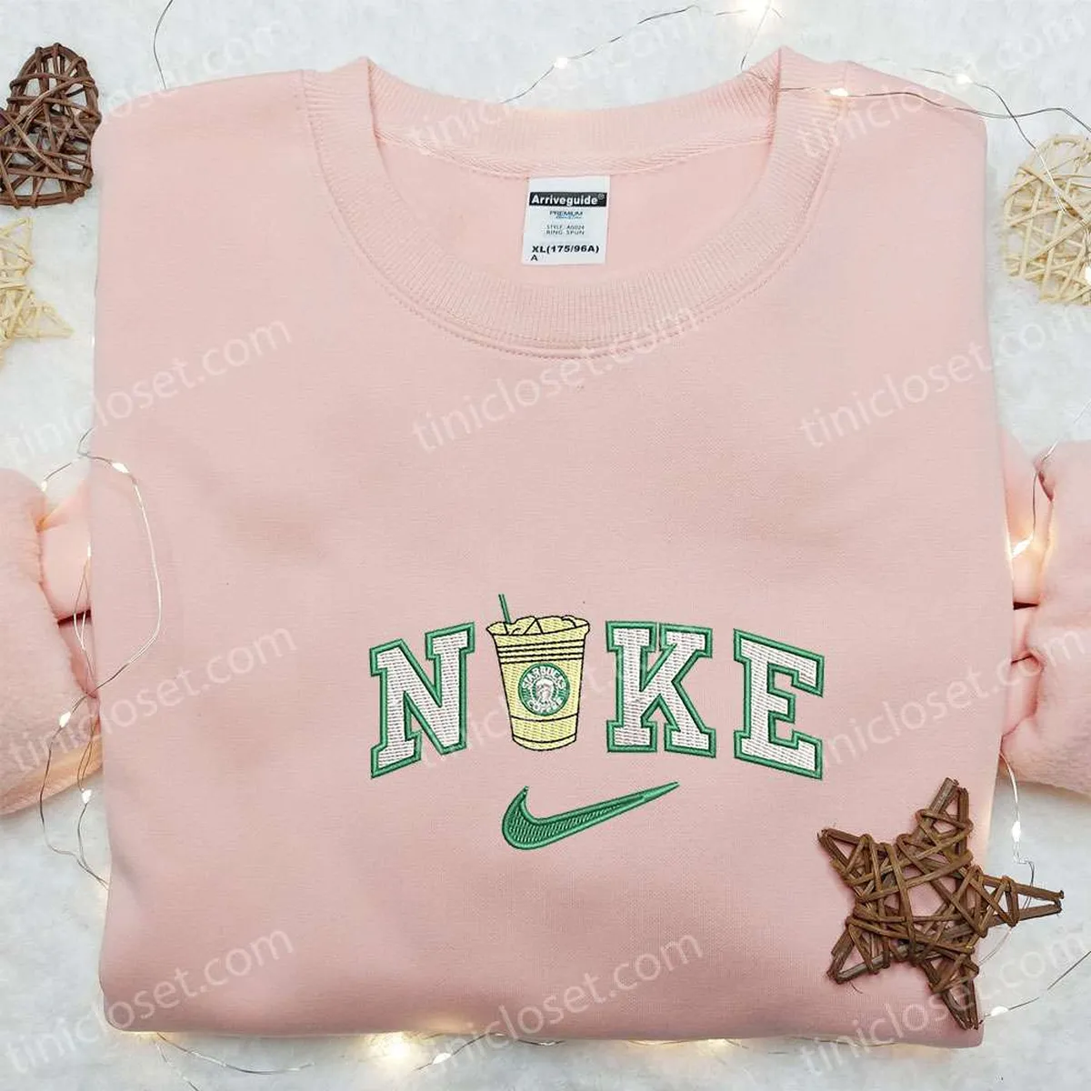 Starbucks Coffee x Nike Embroidered Shirt, Favorite Food And Drink Embroidered Hoodie, Nike Inspired Embroidered Sweatshirt