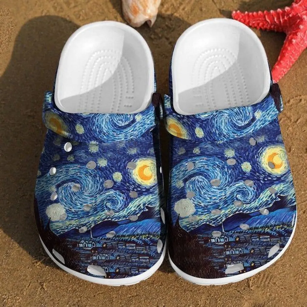 Starry Night Crocs Vincent Van Gogh Paintings Rubber Crocs Clog