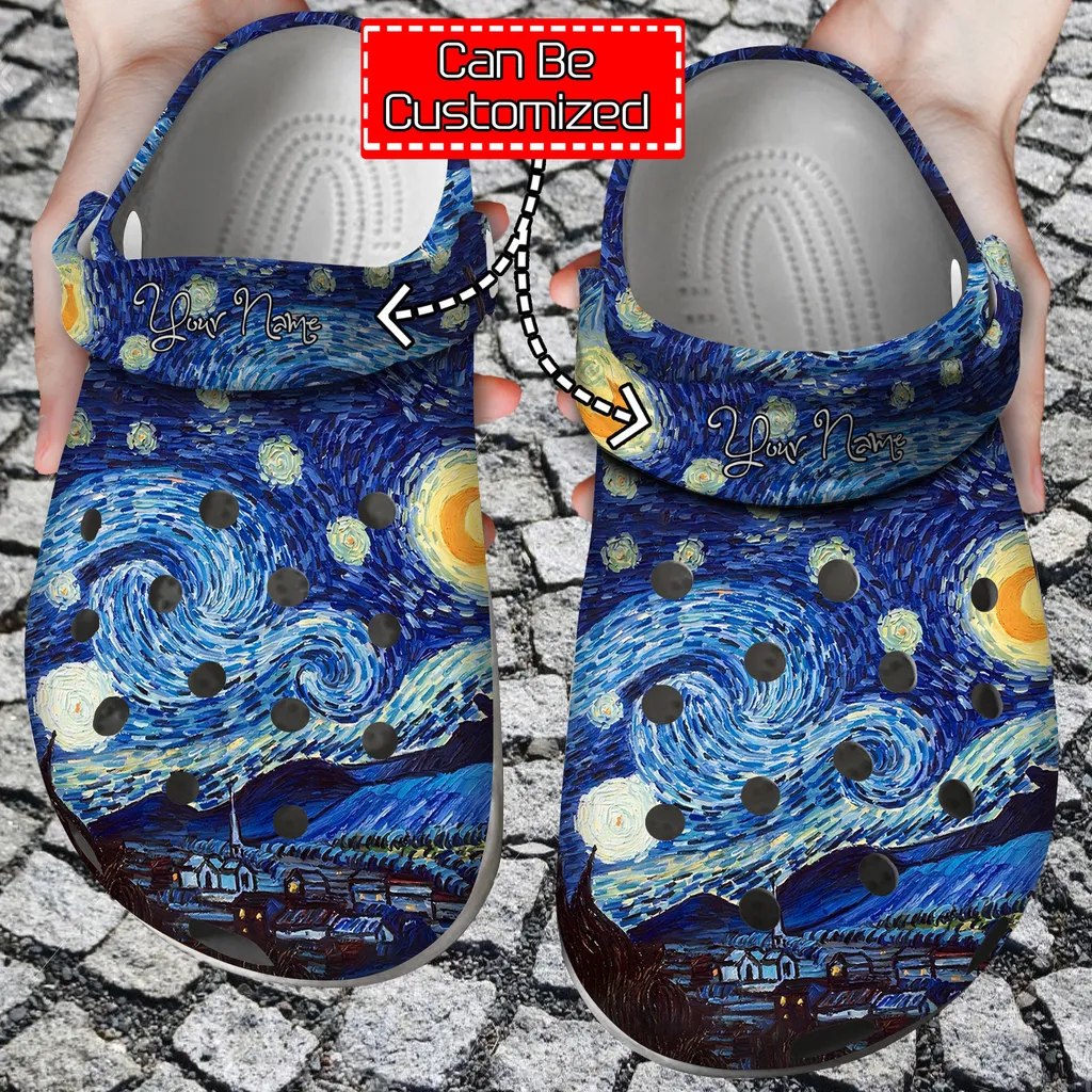 Starry Night Vincent Van Gogh Paintings Design Unisex Birthday Gifts Crocs Art Crocs