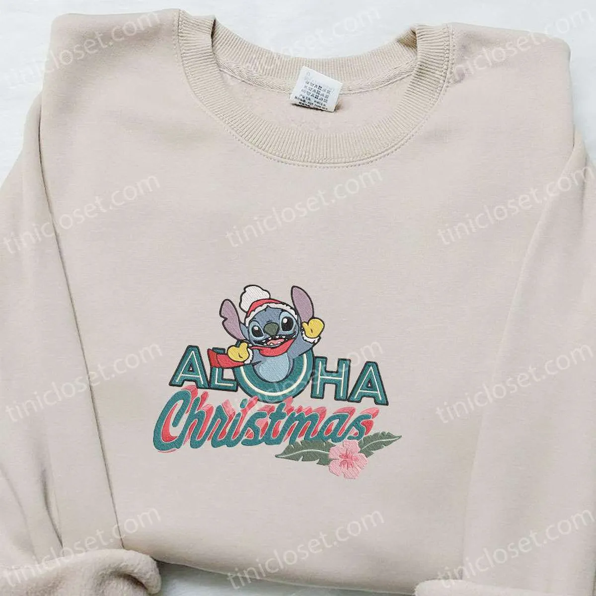 Stitch Aloha Christmas Embroidered Sweatshirt, Walt Disney Characters Embroidered Shirt, Best Christmas Gift Ideas Stitch Aloha Christmas Embroidered Sweatshirt, Walt Disney Characters Embroidered Shirt, Best Christmas Gift Ideas
