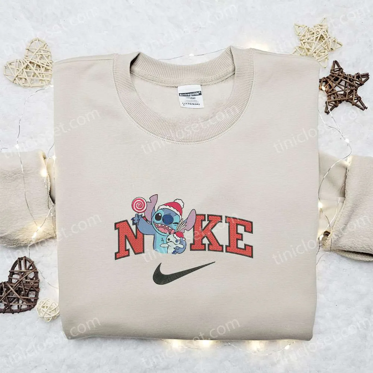 Stitch and Scrump Christmas x Nike Embroidered Sweatshirt, Christmas Embroidered Shirt, Best Christmas Gift Ideas