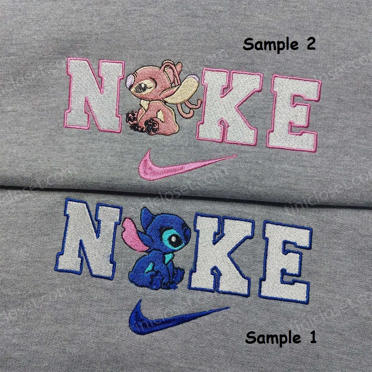Stitch Angel Nike Embroidered Shirt, Custom Nike Embroidered Shirt, Matching Couple Shirt