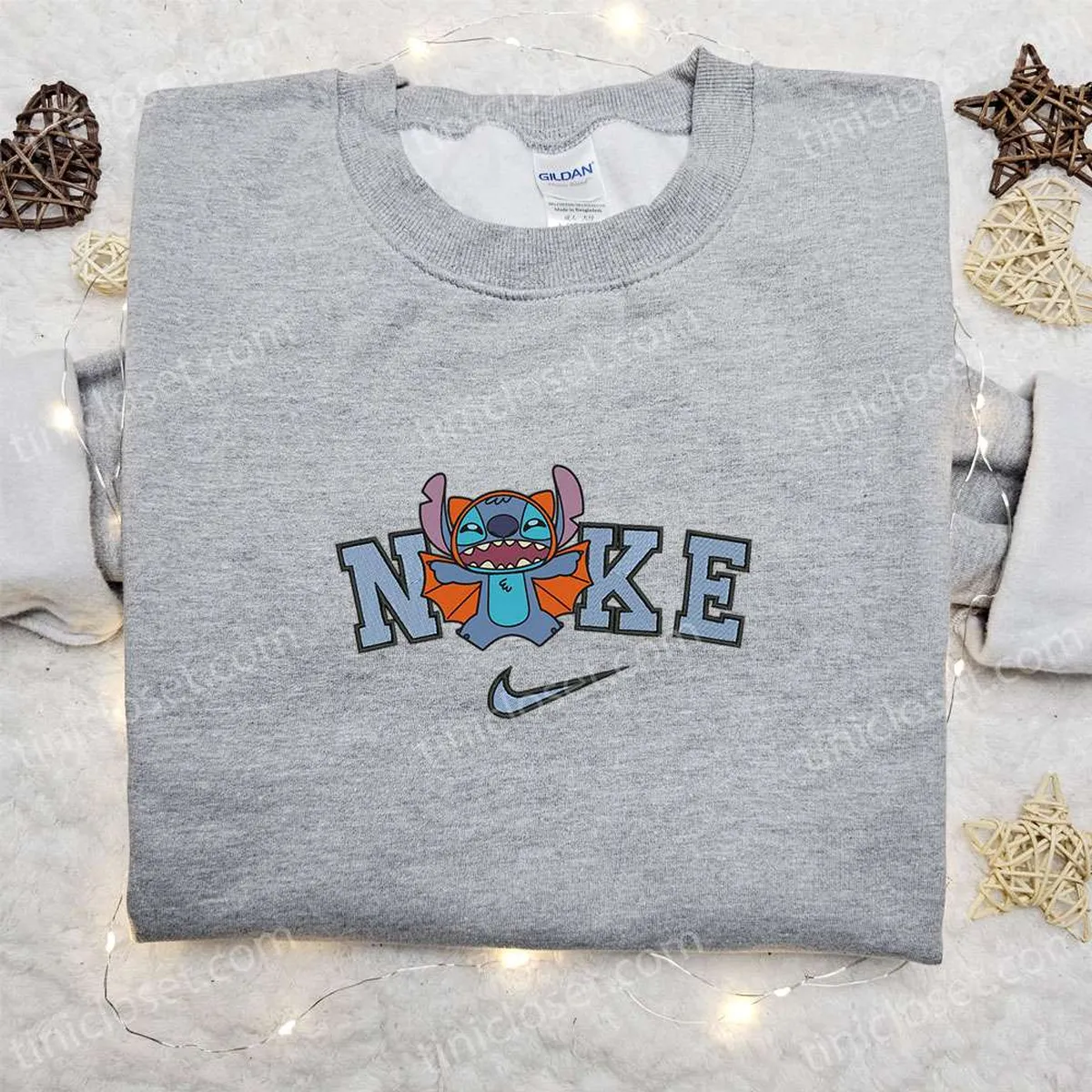 Stitch Bat Halloween x Nike Embroidered Sweatshirt, Walt Disney Characters Embroidered Shirt, Best Halloween Gift Ideas