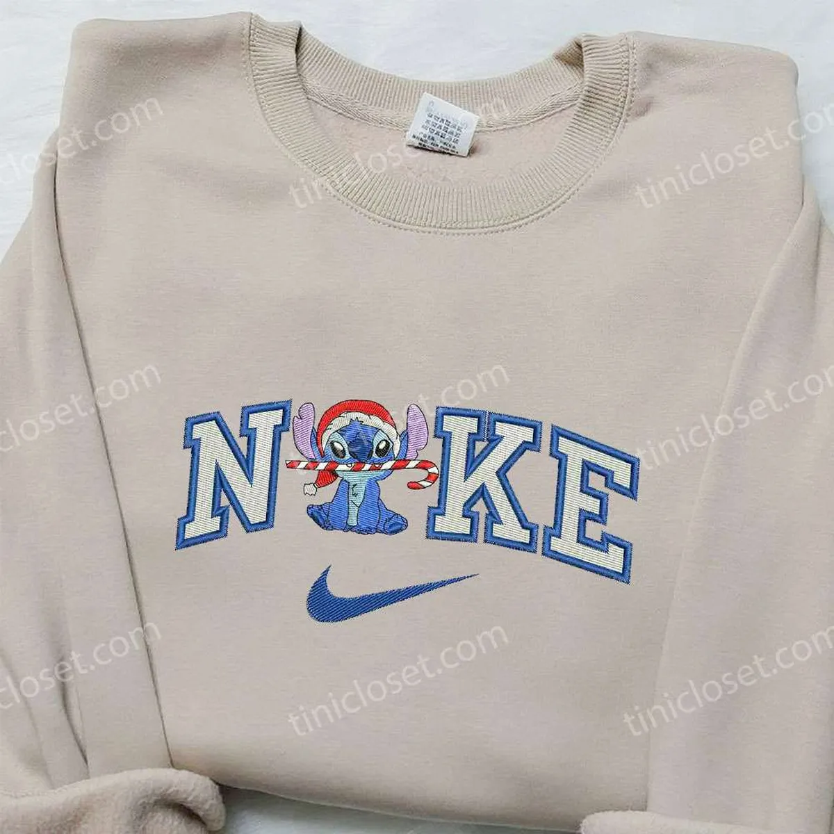 Stitch Christmas x Nike Embroidered Sweatshirt, Nike Inspired Embroidered Shirt, Best Christmas Gift Ideas