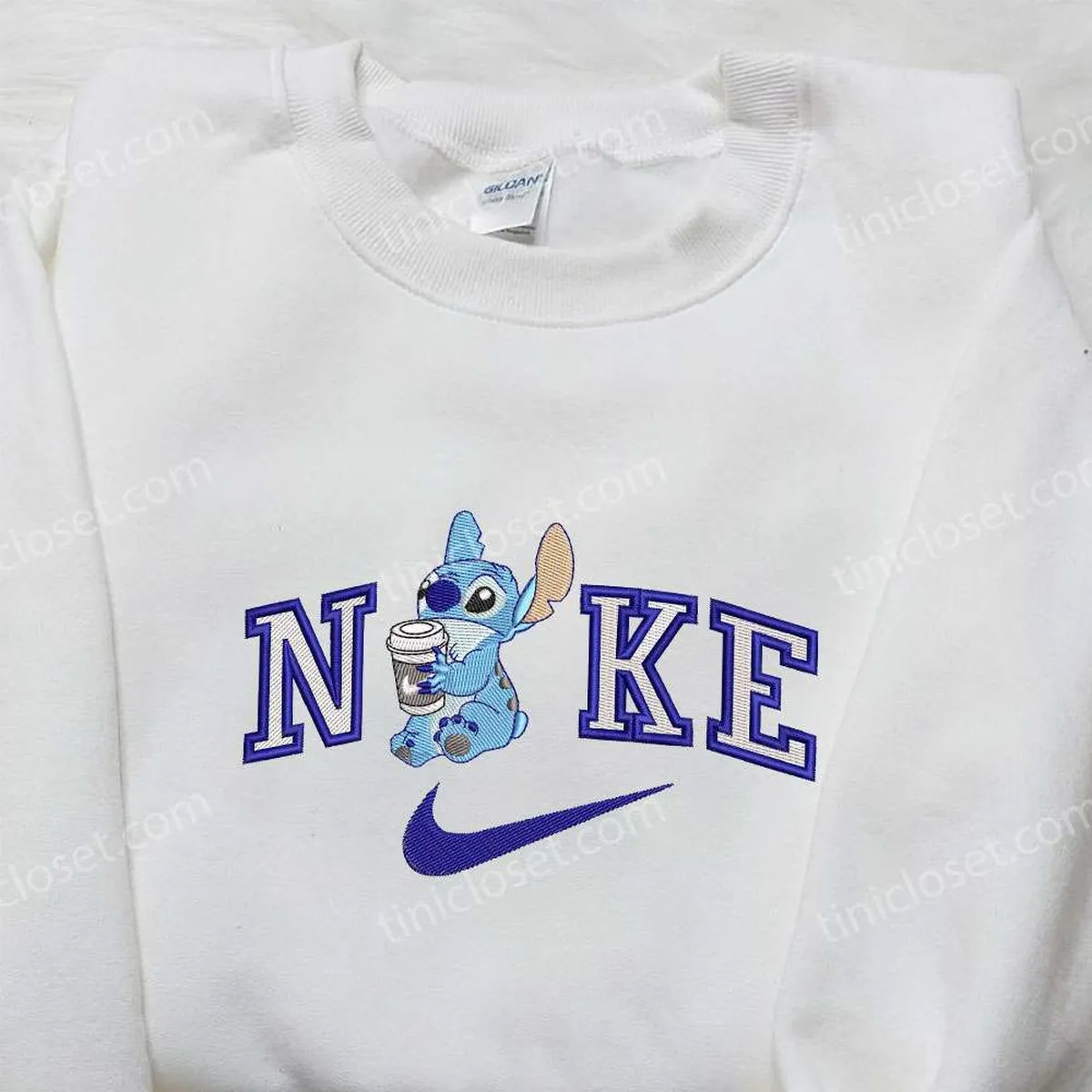 Stitch Coffee x Nike Embroidered Sweatshirt, Lilo and Stitch Embroidered Shirt, Nike Inspired Embroidered Shirt