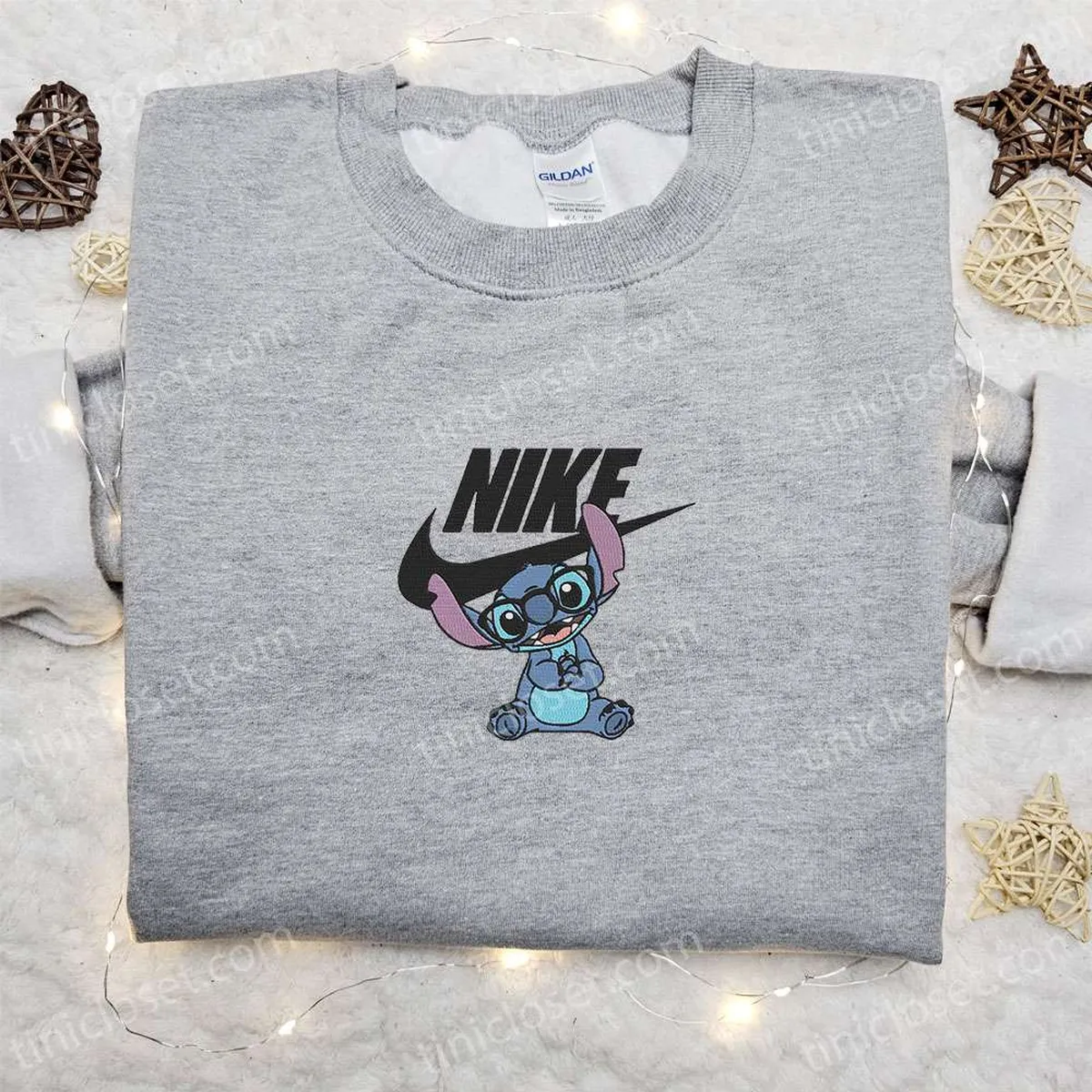 Stitch Disney x Nike Cartoon Embroidered Hoodie, Disney Characters Embroidered Shirt, Best Gift Ideas for Family