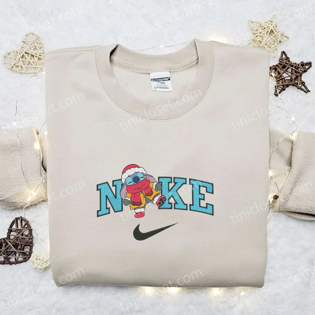 Stitch Enjoy Christmas x Nike Embroidered Sweatshirt, Movie Christmas Embroidered Shirt, Best Christmas Gift Ideas