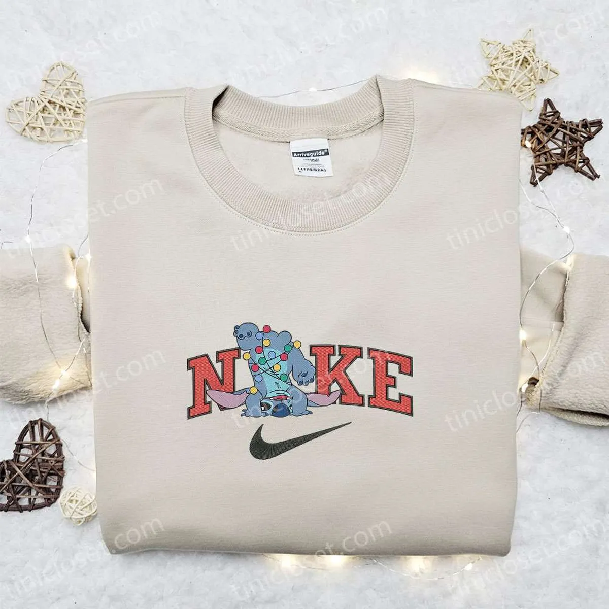 Stitch Handstand Christmas x Nike Embroidered Sweatshirt, Movie Christmas Embroidered Shirt, Best Christmas Gift Ideas