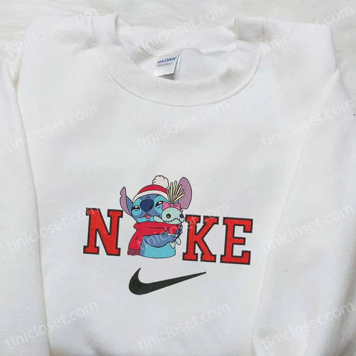 Stitch Hugs Crump Christmas x Nike Embroidered Sweatshirt, Movie Christmas Embroidered Shirt, Best Christmas Gift Ideas Stitch Hugs Crump Christmas x Nike Embroidered Sweatshirt, Movie Christmas Embroidered Shirt, Best Christmas Gift Ideas
