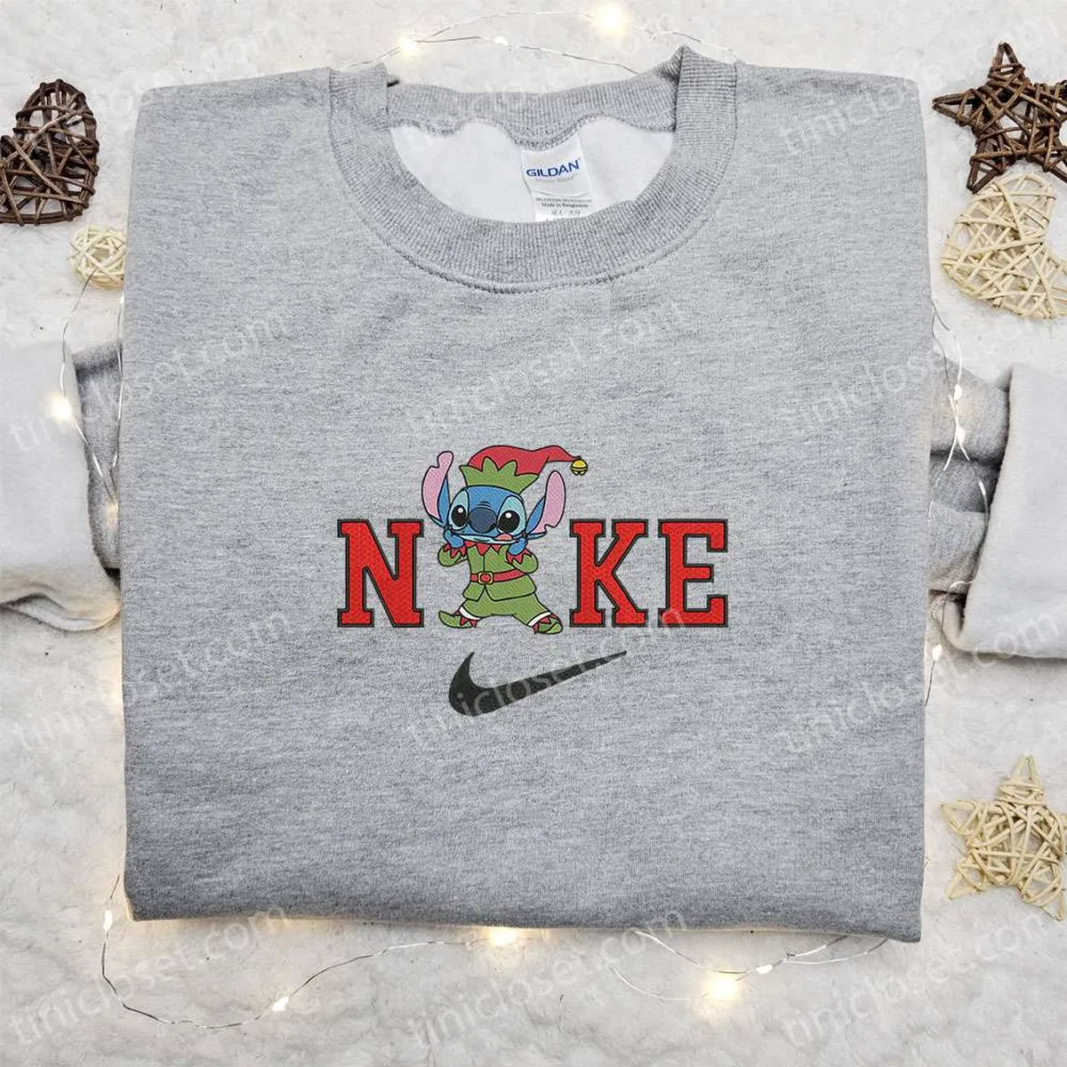 Stitch on Elf x Nike Embroidered Sweatshirt, Movie St. Patrick? Day Embroidered Shirt, Best Birthday Gift Ideas