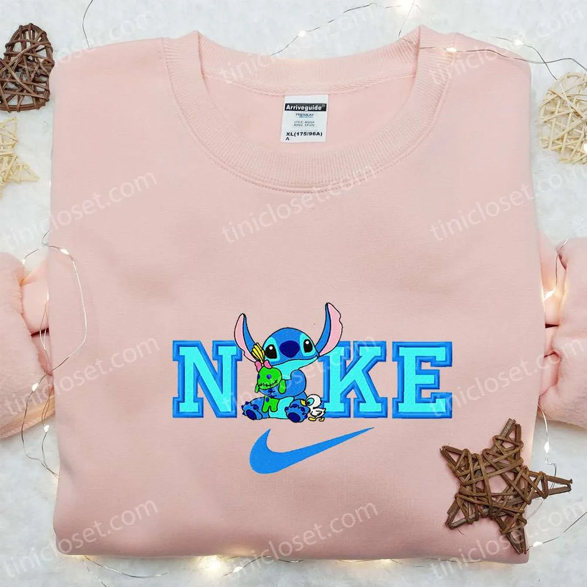 Stitch Oogie Boogie x Nike Cartoon Embroidered Sweatshirt, Disney Characters Embroidered Hoodie, Best Birthday Gift Ideas