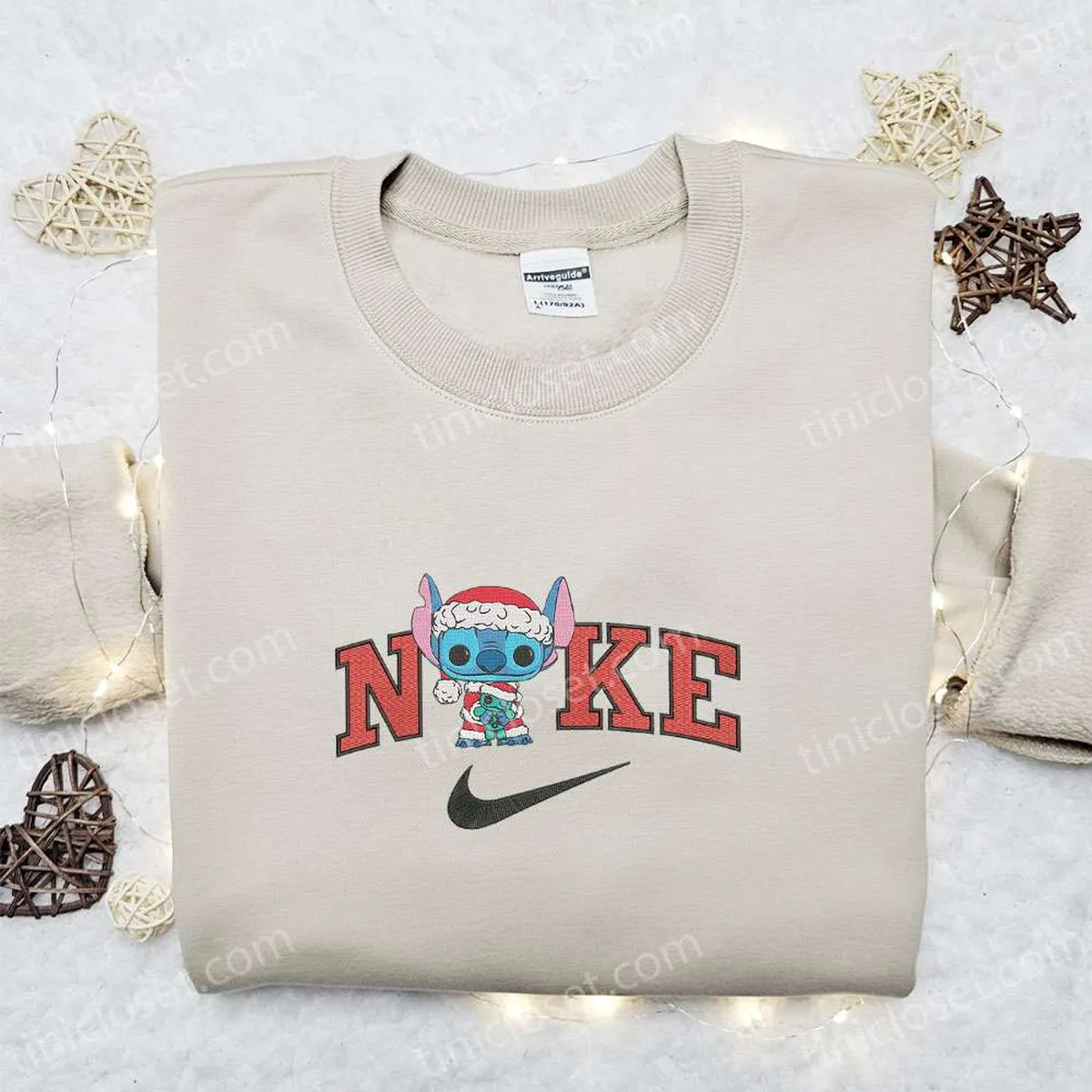 Stitch Santa and Scrump x Nike Christmas Embroidered Sweatshirt, Movie Christmas Embroidered Shirt, Best Christmas Gift Ideas