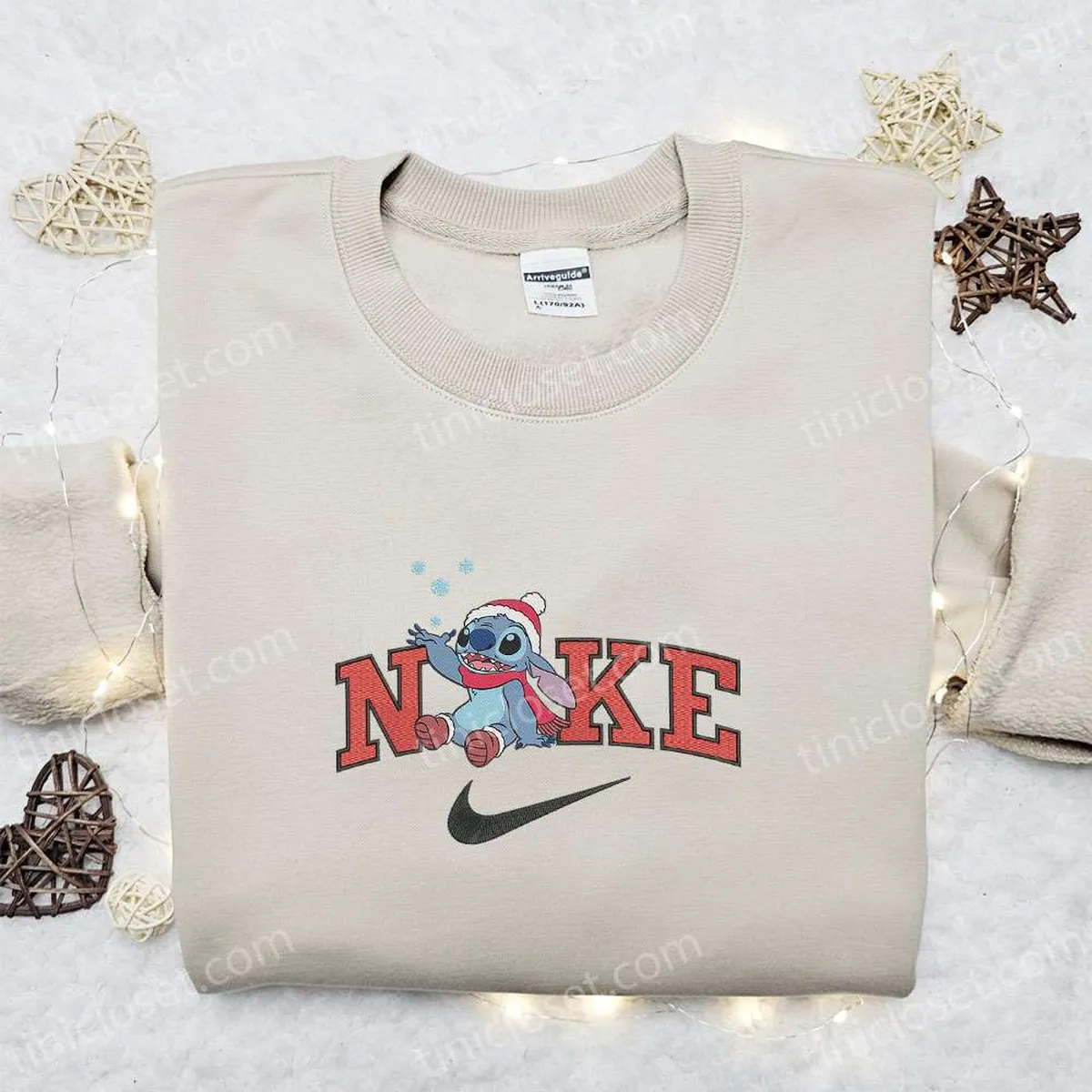 Stitch Touch Snow x Nike Christmas Embroidered Sweatshirt, Movie Christmas Embroidered Shirt, Best Christmas Gift Ideas