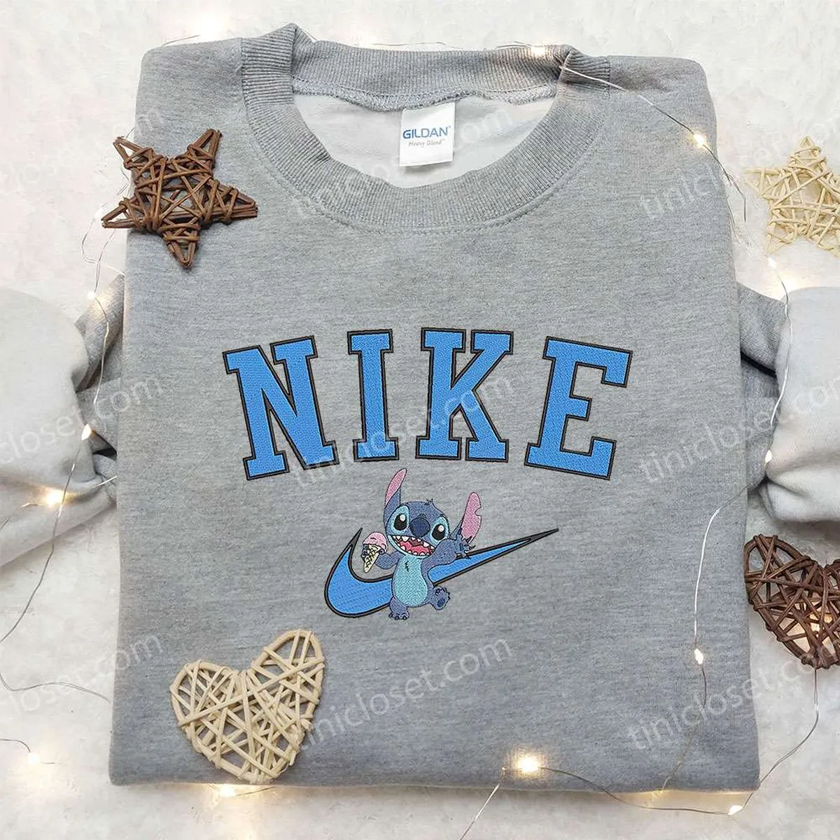 Stitch x Nike Embroidered Hoodie, Nike Inspired Embroidered Shirt, Best Birthday Gift Ideas