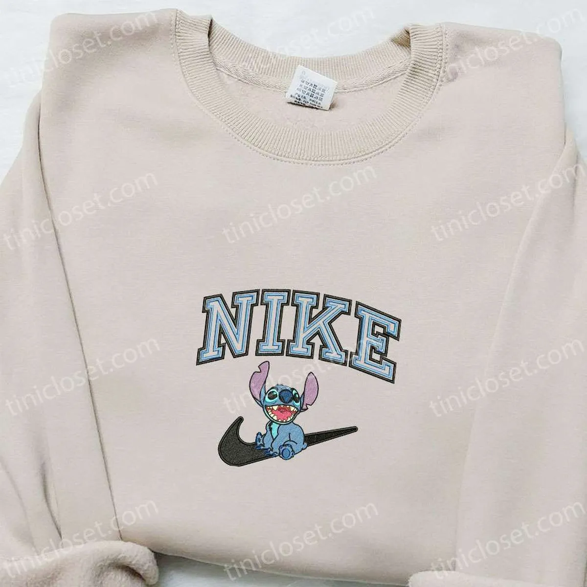 Stitch x Nike Embroidered Shirt, Disney Characters Embroidered Hoodie, Nike Inspired Embroidered Sweatshirt