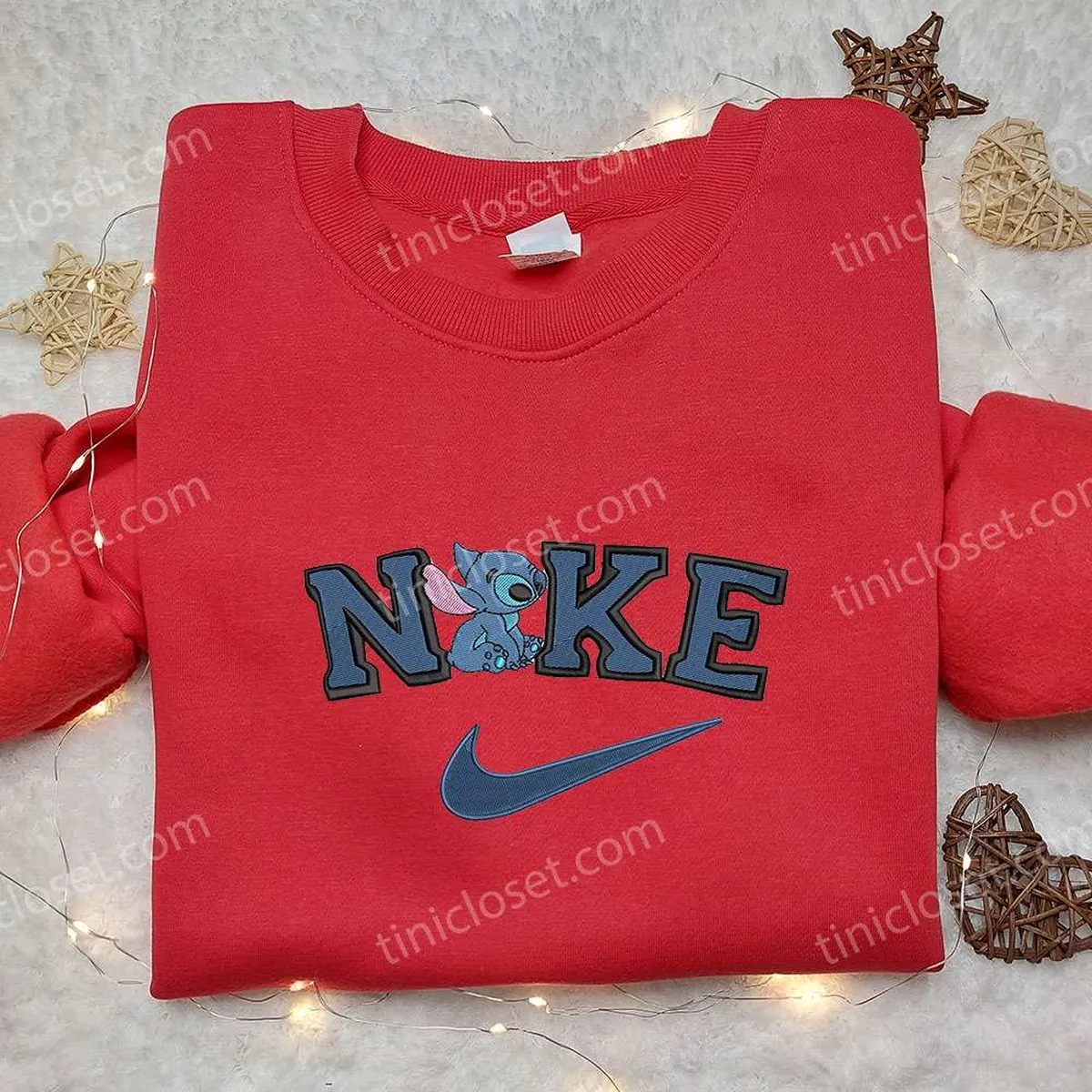 Stitch x Nike Embroidered Sweatshirt, Nike Inspired Embroidered Shirt, Best Gift for Family