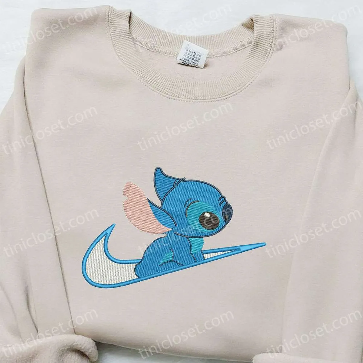 Stitch x Swoosh Cartoon Embroidered Hoodie, Disney Characters Embroidered Shirt, Best Gift Ideas for Family