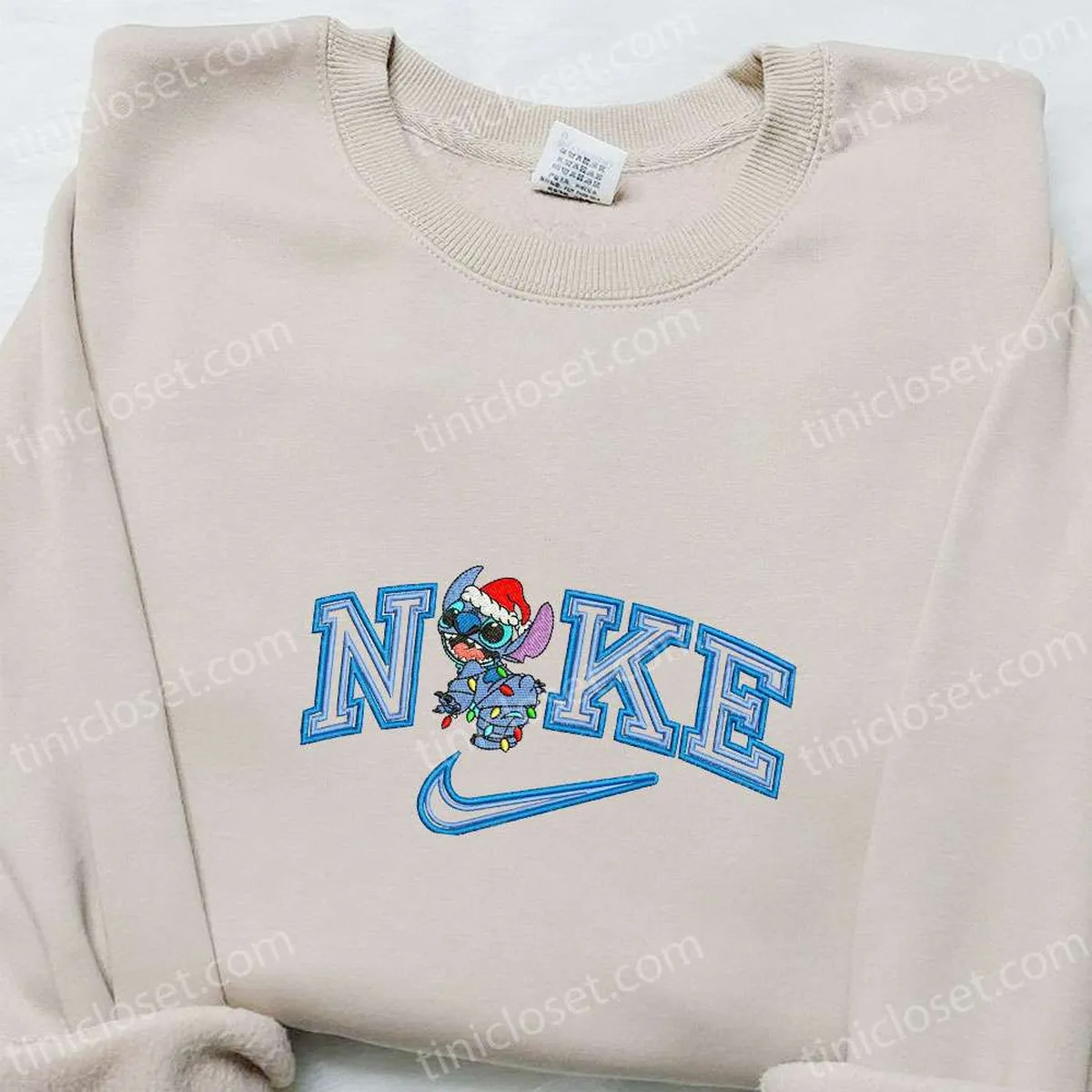 Stitch Xmas x Nike Embroidered Shirt, Christmas Embroidered Hoodie, Best Gift Ideas For Family