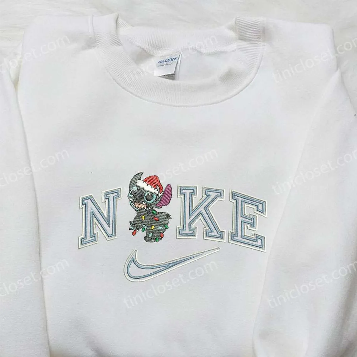 Stitch Xmas x Nike Embroidered Sweatshirt, Nike Inspired Embroidered Shirt, Best Christmas Gift Ideas