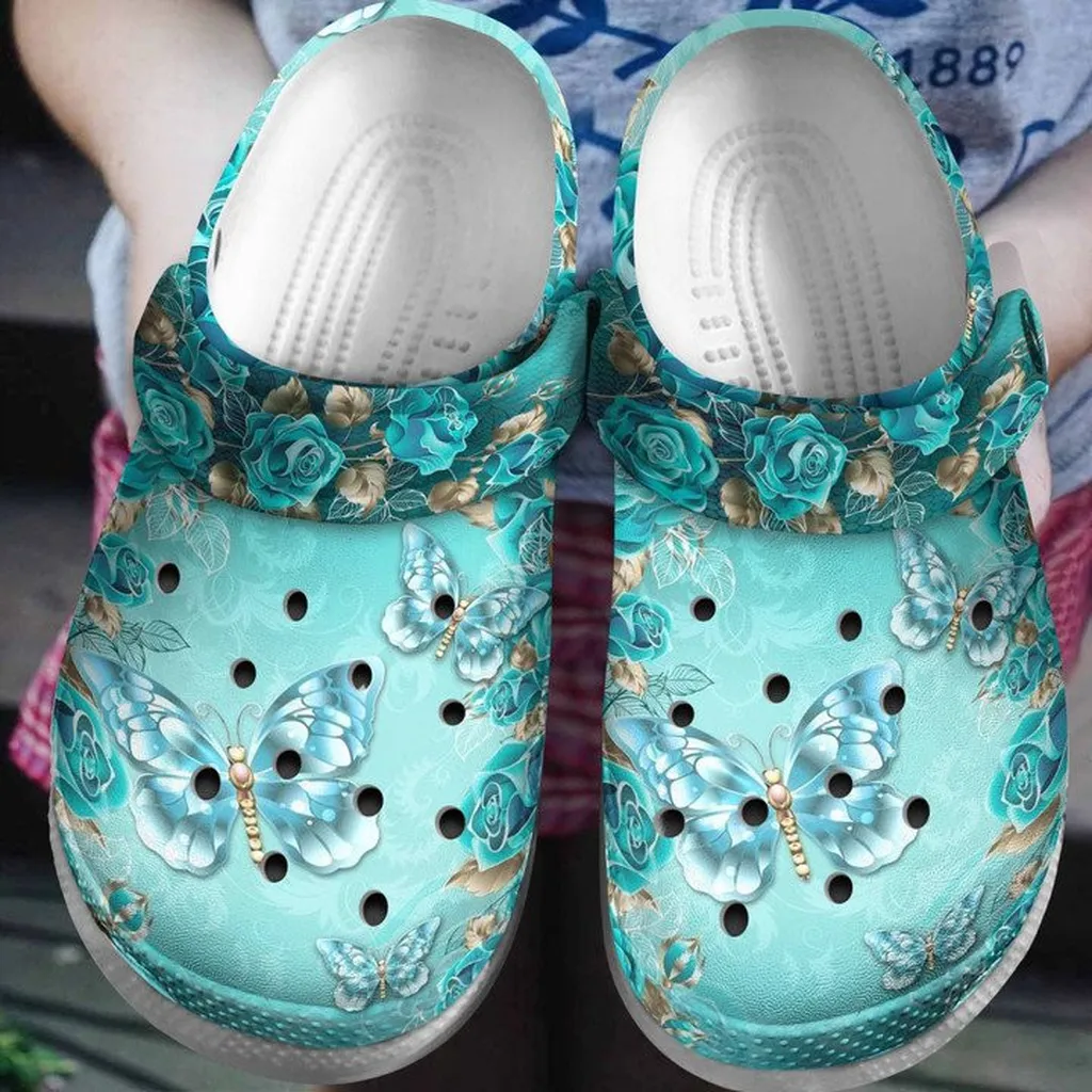 Stone Butterfly Crocs Classic Clogs