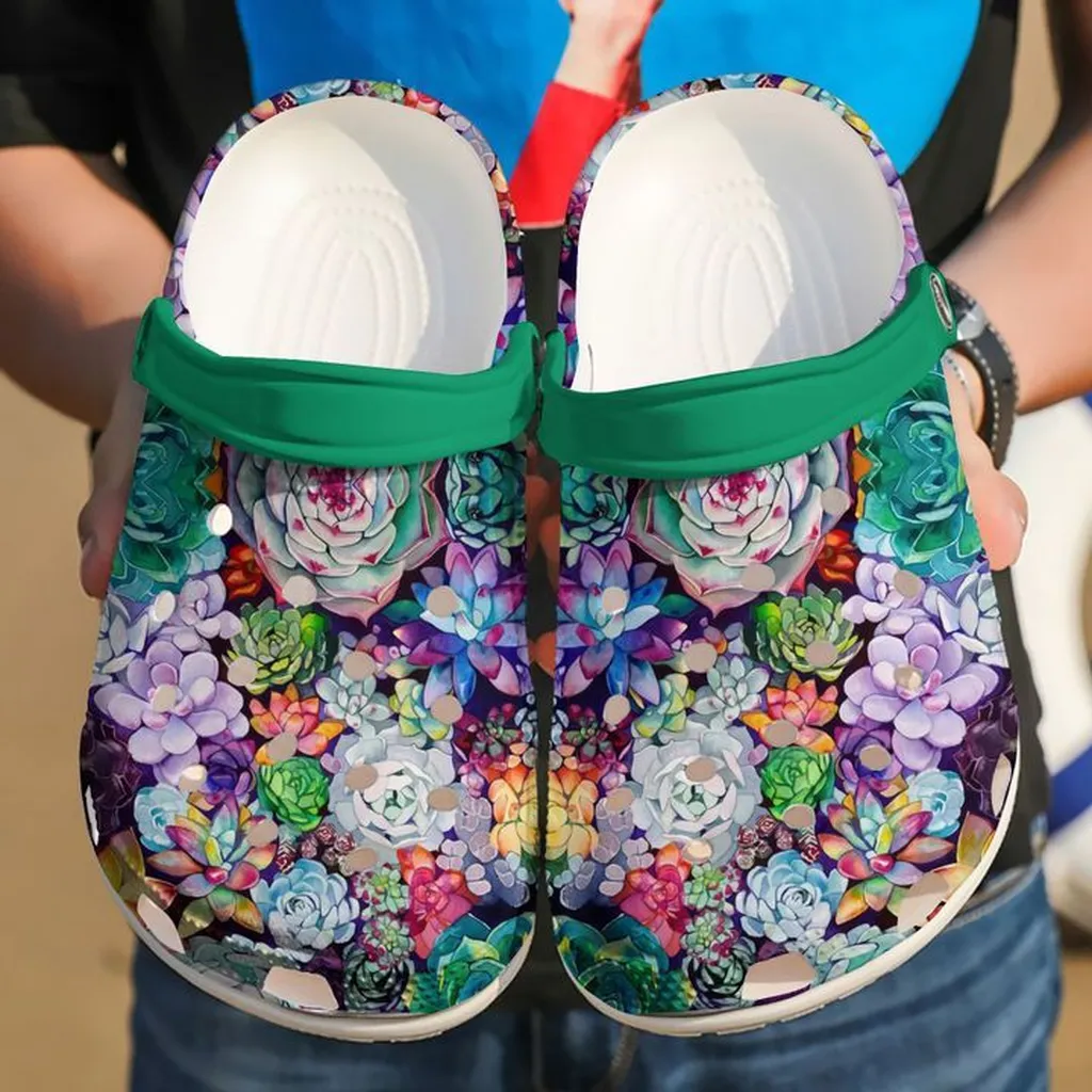 Succulent Flower Crocs Crocband Clog Comfortable For Mens Womens Classic Clog Water