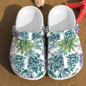 Succulent Watercolor Pattern Unisex Crocs Clog