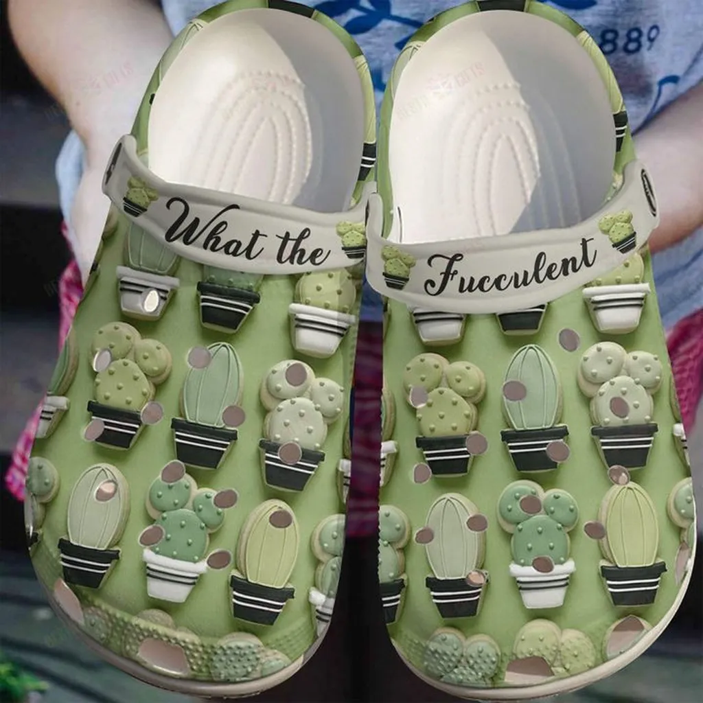 Succulent White Sole What The Crocs, Personalized Crocs Classic Clogs