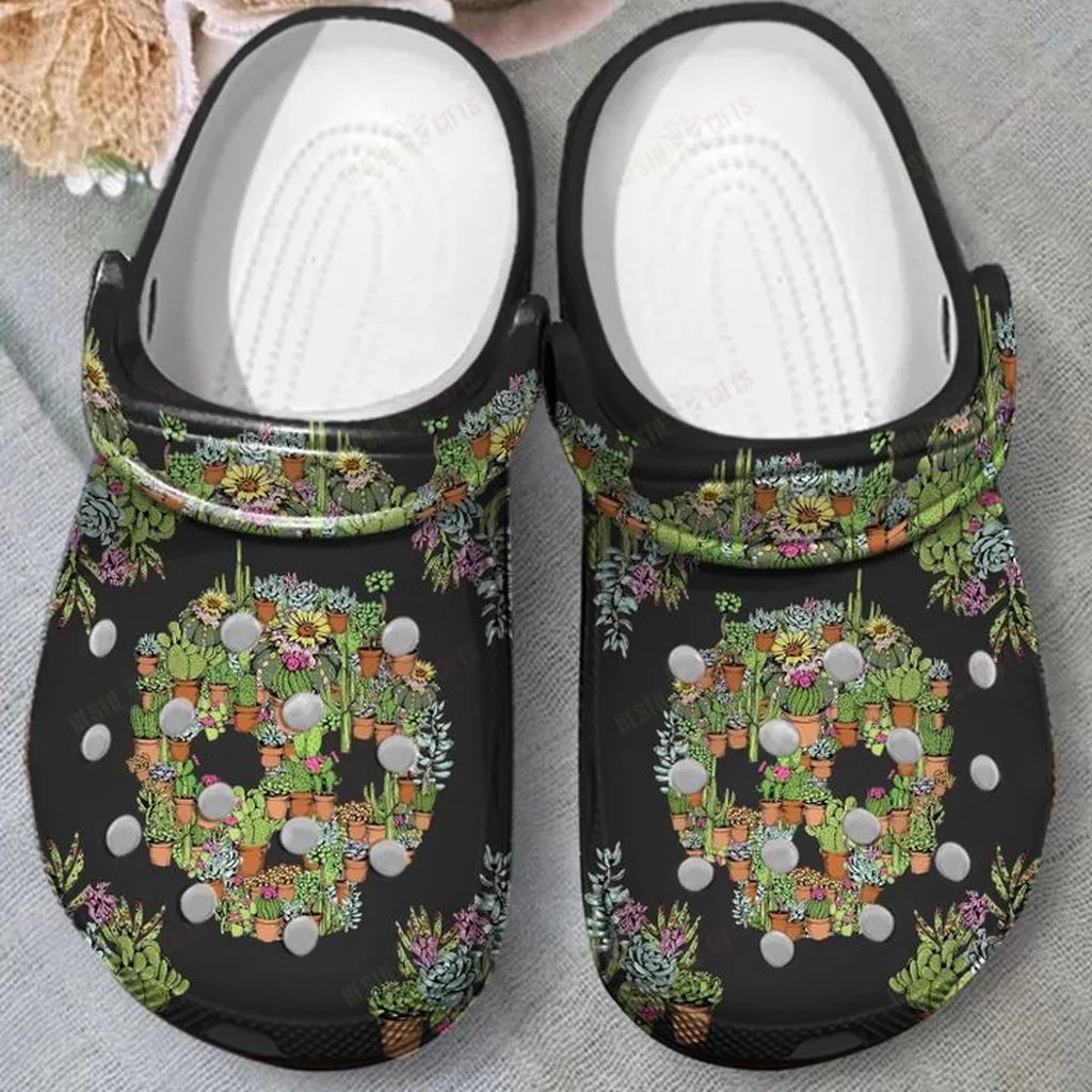 Succulents Skull Crocs Classic Clogs