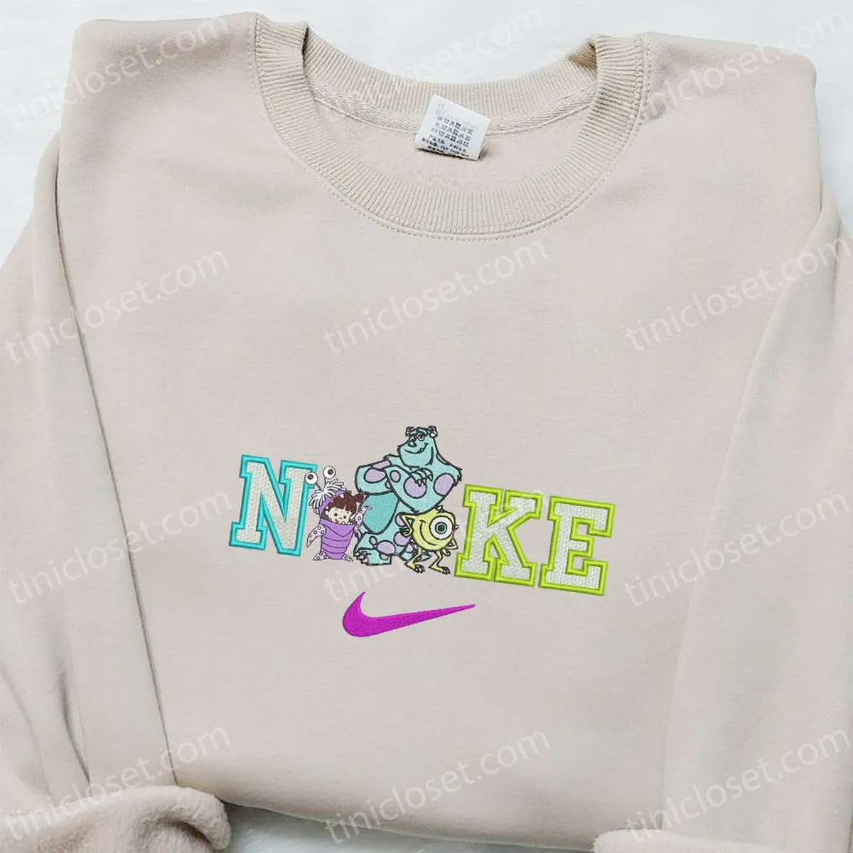 Sullivan Boo Mike Wazowski x Nike Embroidered Sweatshirt, Monsters Inc Characters Embroidered Shirt, Best Birthday Gift Ideas for Family