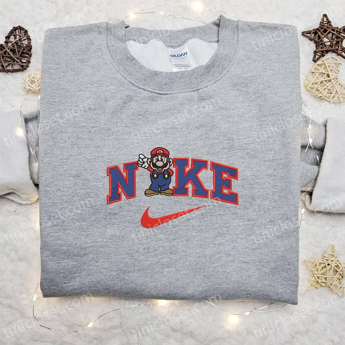 Super Mario x Nike Embroidered Sweatshirt, Nike Inspired Embroidered Shirt, Best Gift Ideas for Family