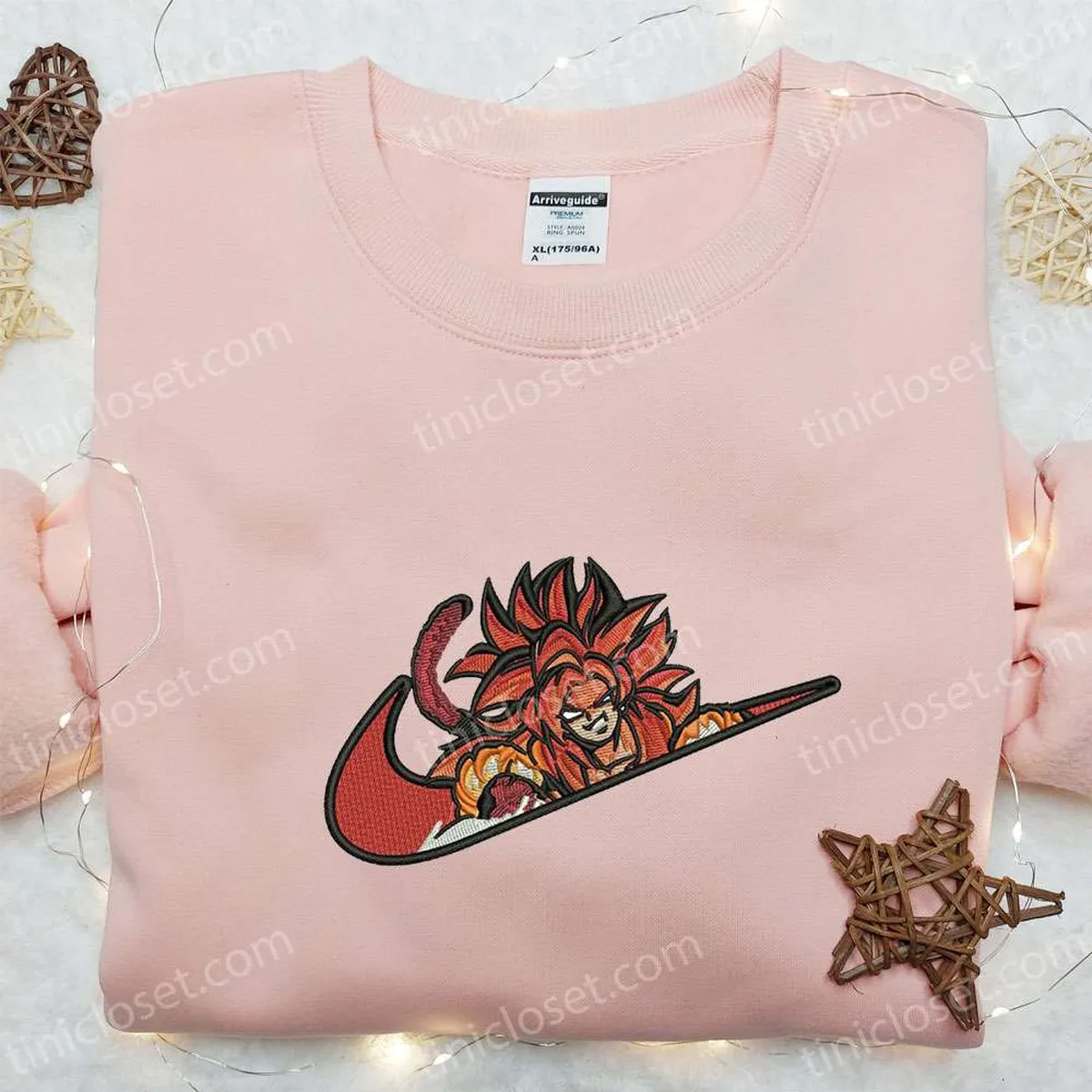 Super Saiyan 4 Goku and Vegeta x Nike Anime Swoosh Embroidered Shirt, Dragon Ball Embroidered Sweatshirt, Nike Inspired Embroidered Shirt