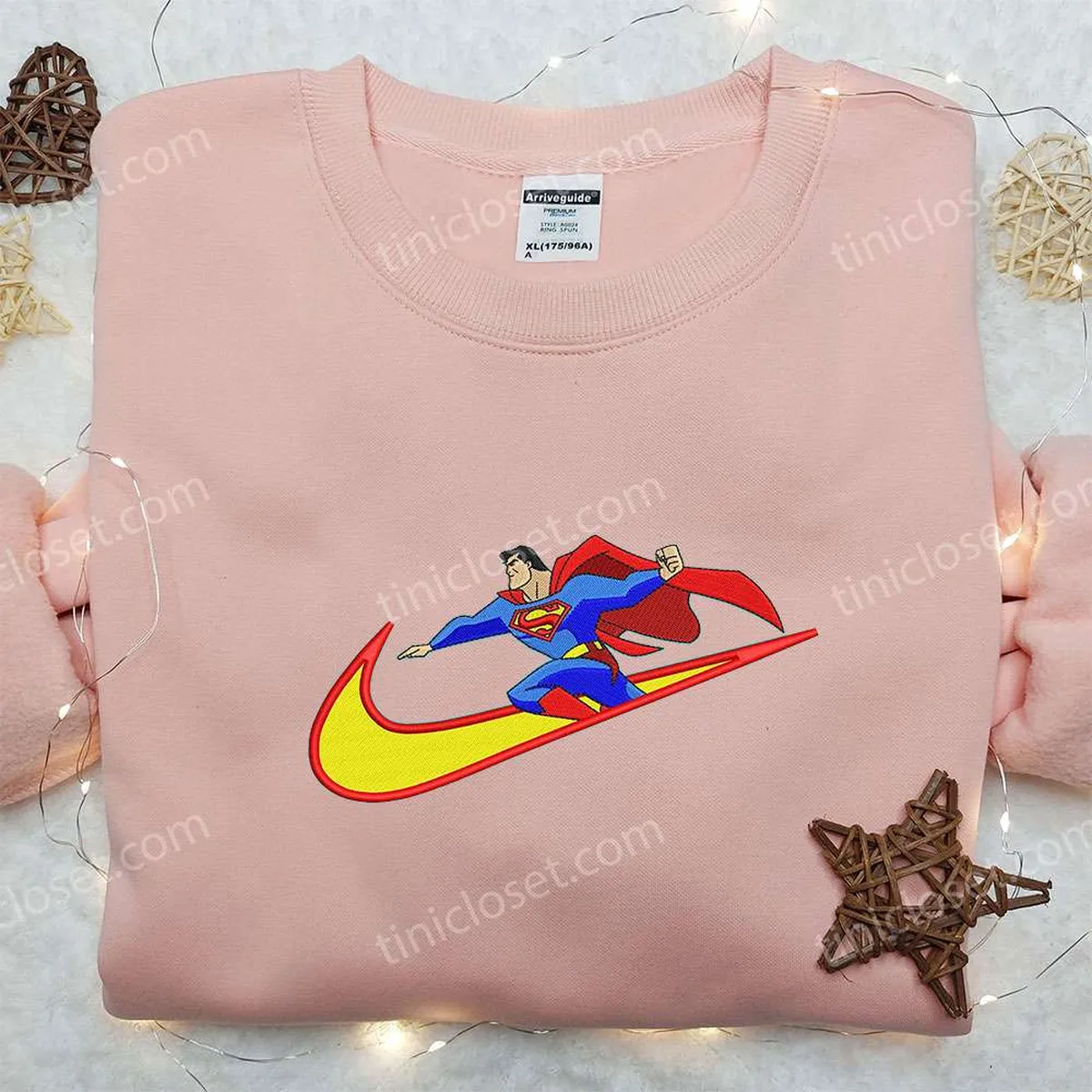 Superman x Nike Swoosh Embroidered Sweatshirt, Marvel Cartoon Embroidered Shirt, Nike Inspired Embroidered Shirt