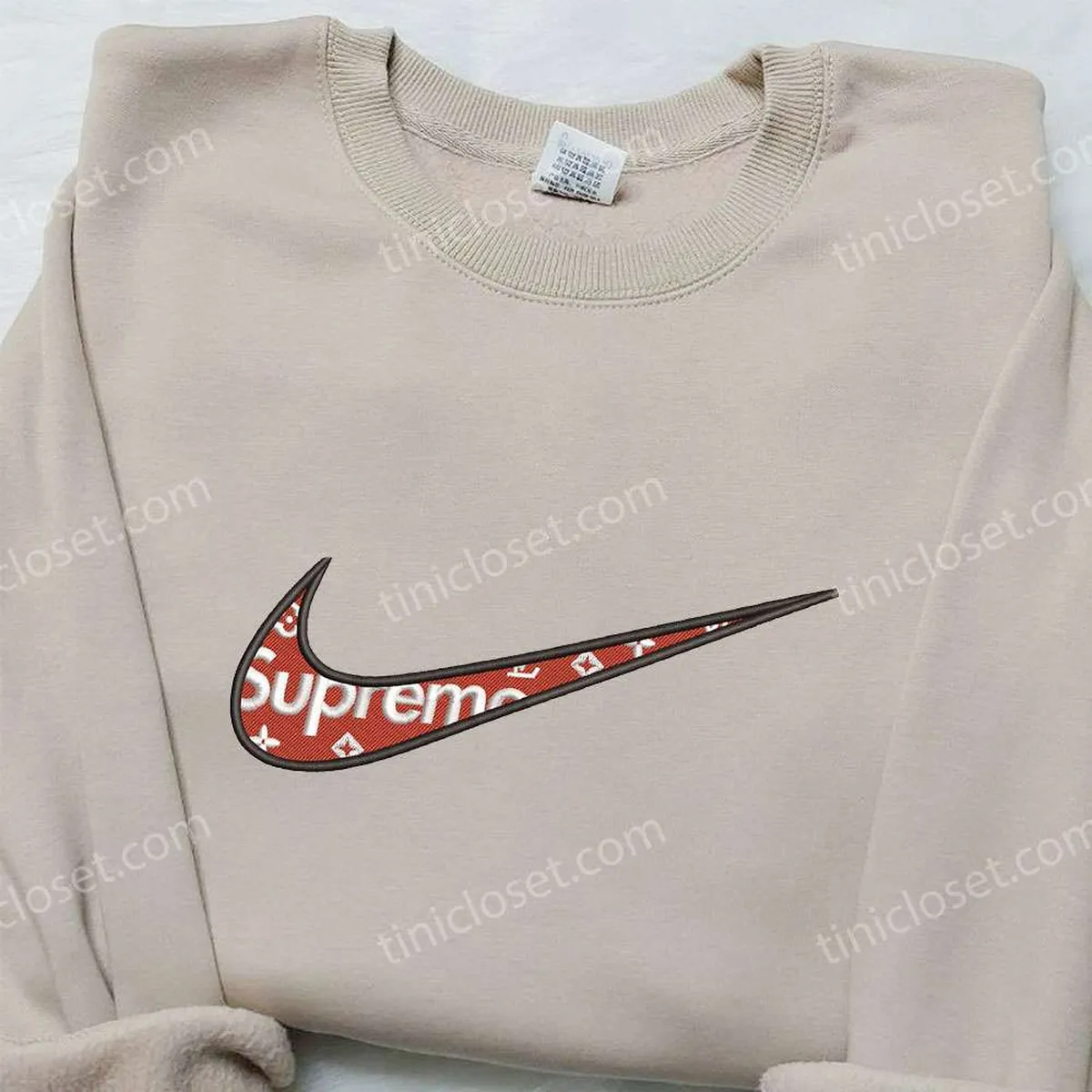 Superme x Louis Vuitton x Nike Swoosh Embroidered Sweatshirt, Nike Inspired Embroidered Shirt, Best Gift for Family