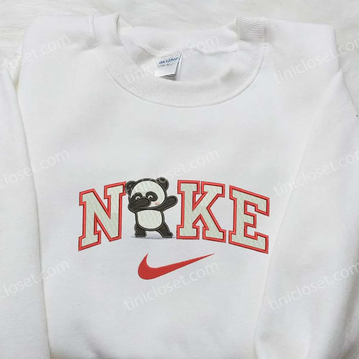 Swag Panda x Nike Embroidered Sweatshirt, Animal Embroidered Sweatshirt, Nike Inspired Embroidered Shirt