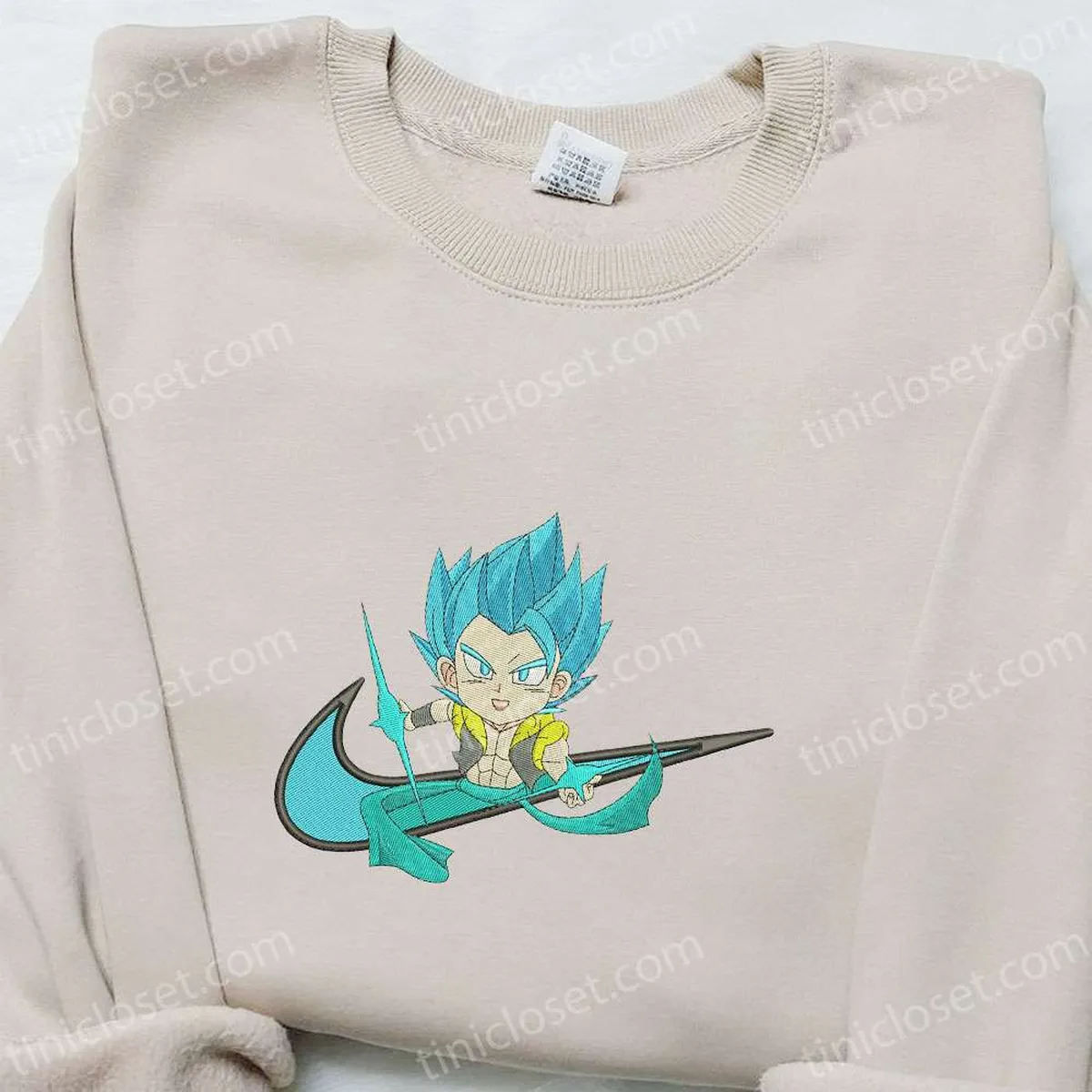 Swoosh Anime x Chibi Gogeta Embroidered Hoodie, Cool Anime Clothing, Best Gift Ideas for Family