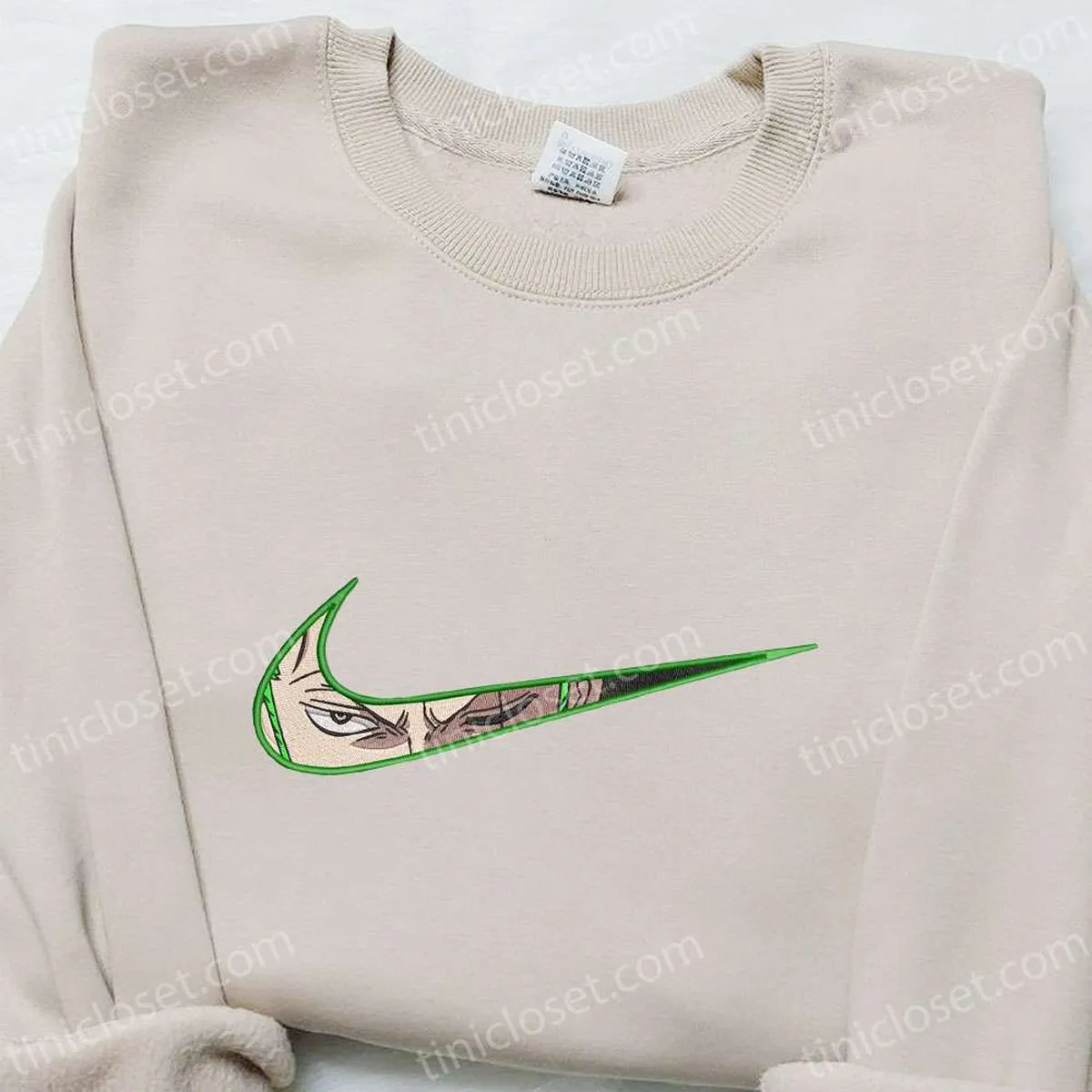 Swoosh Anime x Roronoa Zoro Embroidered Hoodie, Cool Anime Clothing, Best Gift Ideas for Family