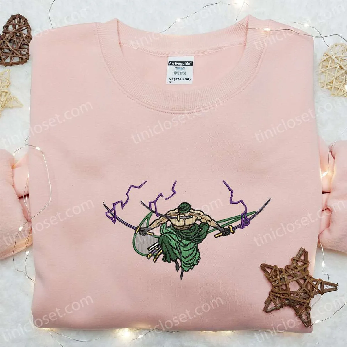 Swoosh Anime x Roronoa Zoro Embroidered Hoodie, One Piece Embroidered Shirt, Best Gift Ideas for Family