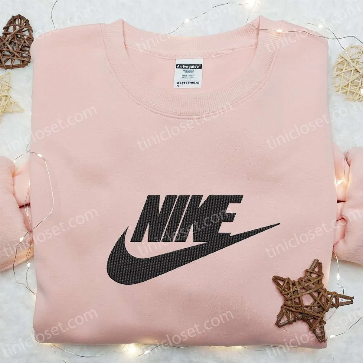 Swoosh Nike Embroidered Sweatshirt, Custom Embroidered Hoodie, Best Birthday Gift Ideas