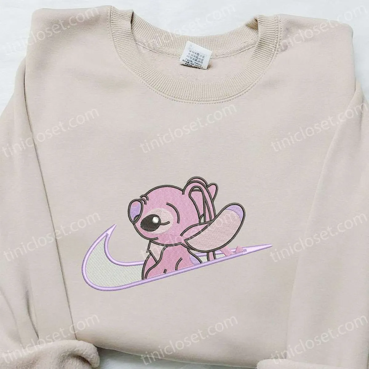 Swoosh x Angel Cartoon Embroidered Shirt, Disney Characters Embroidered T-shirt, Best Gift Ideas for Family