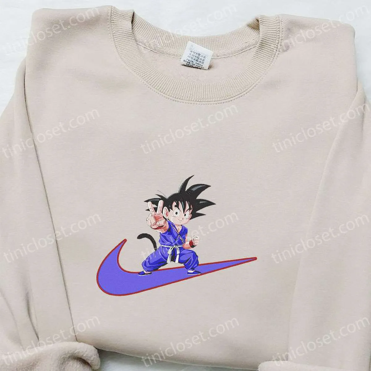 Swoosh x Goku Kid Anime Embroidered Shirt, Dragon Ball Embroidered Hoodie, Best Gift Ideas for Family