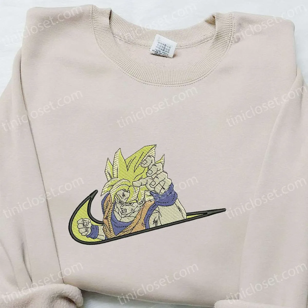 Swoosh x Goku Super Saiyan Anime Embroidered Hoodie, Dragon Ball Embroidered Shirt, Cool Anime Clothing