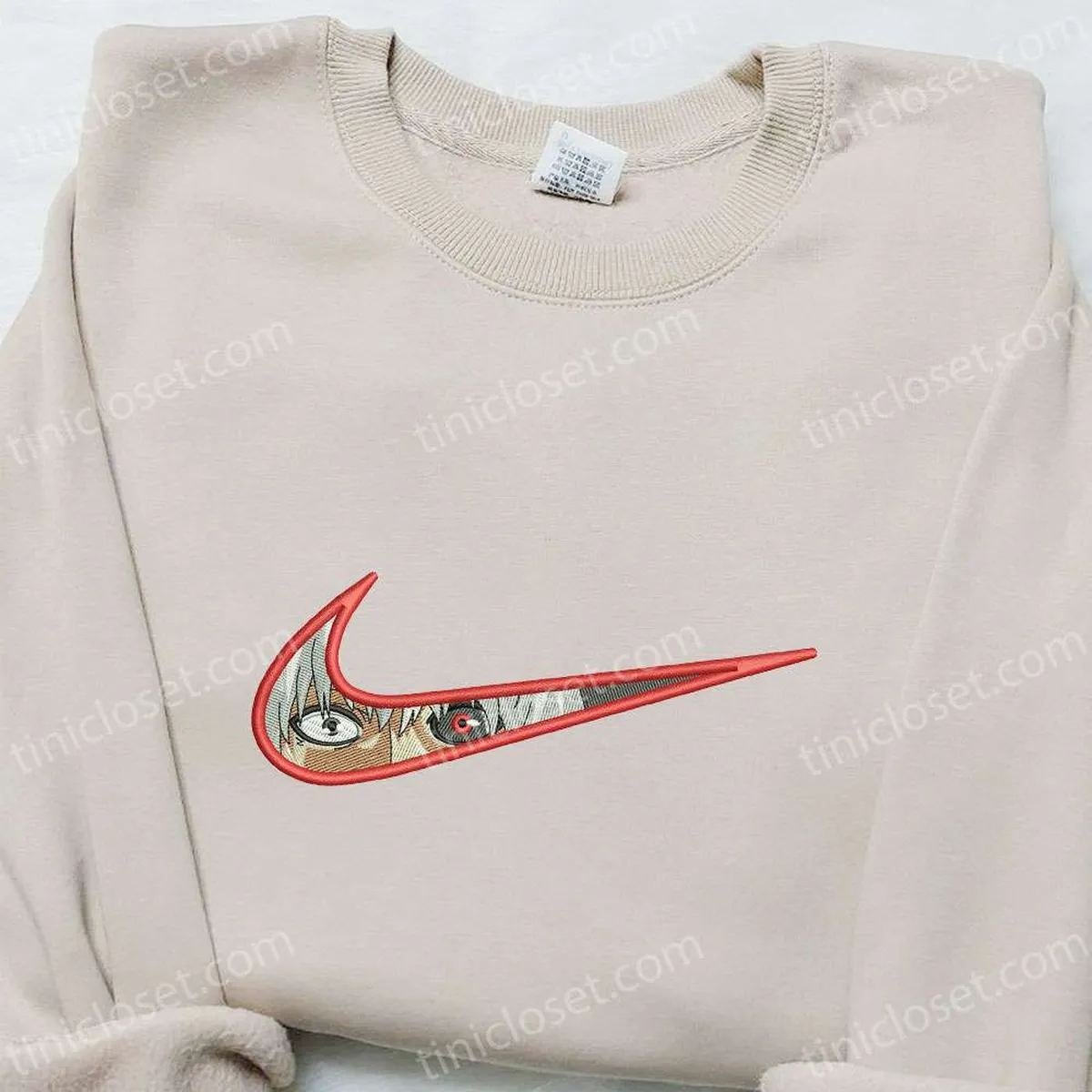 Swoosh x Kan Kaneki Embroidered Sweatshirt, Nike Inspired Embroidered Shirt, Cool Anime Clothing