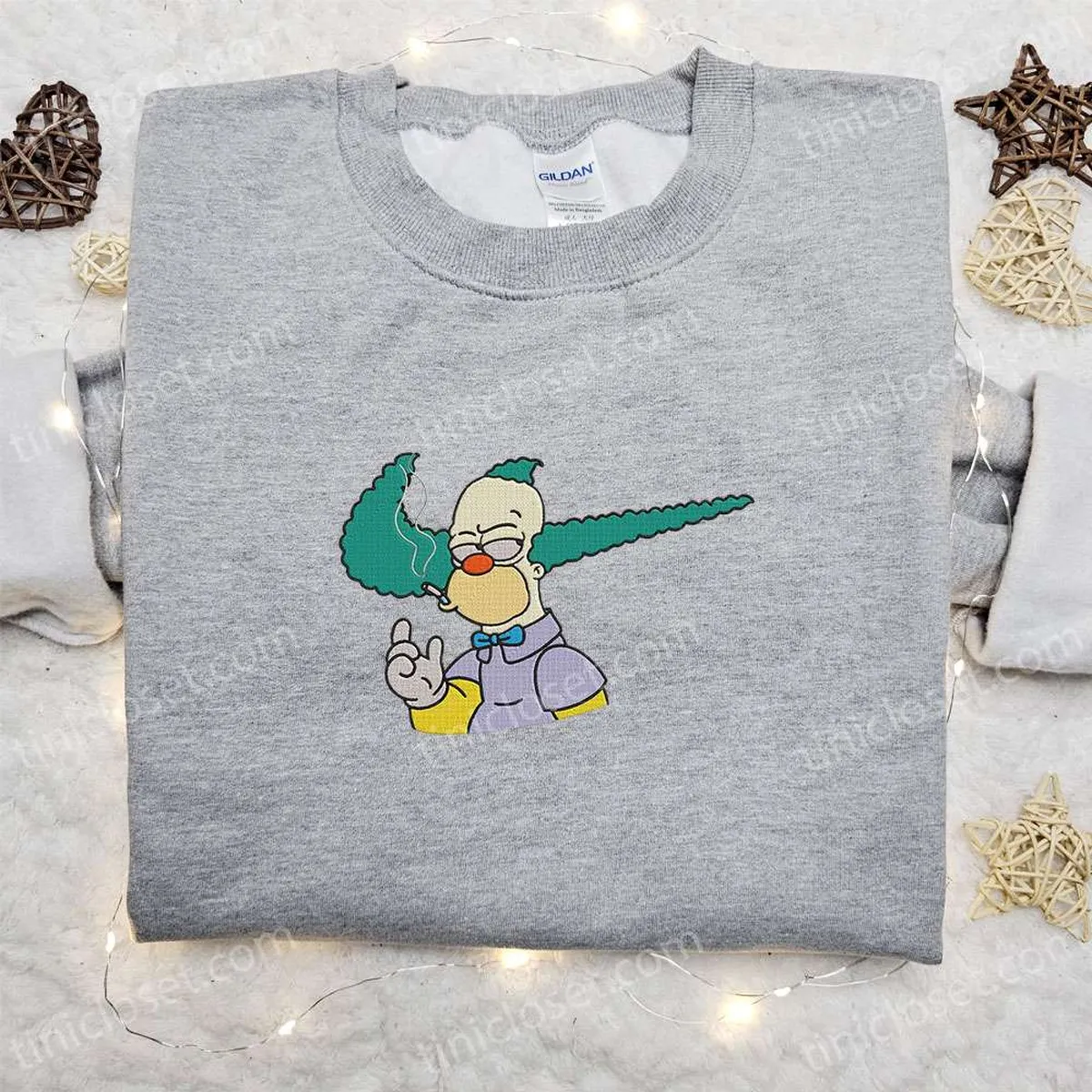 Swoosh x Killer Krusty Doll Cartoon Embroidered Sweatshirt, The Simpson Embroidered Shirt, Best Birthday Gift Ideas for Family